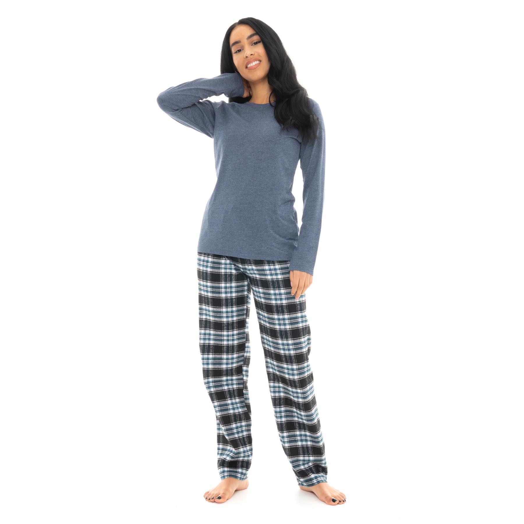 Bright Navy & Pink Flannel Check Pyjama Set