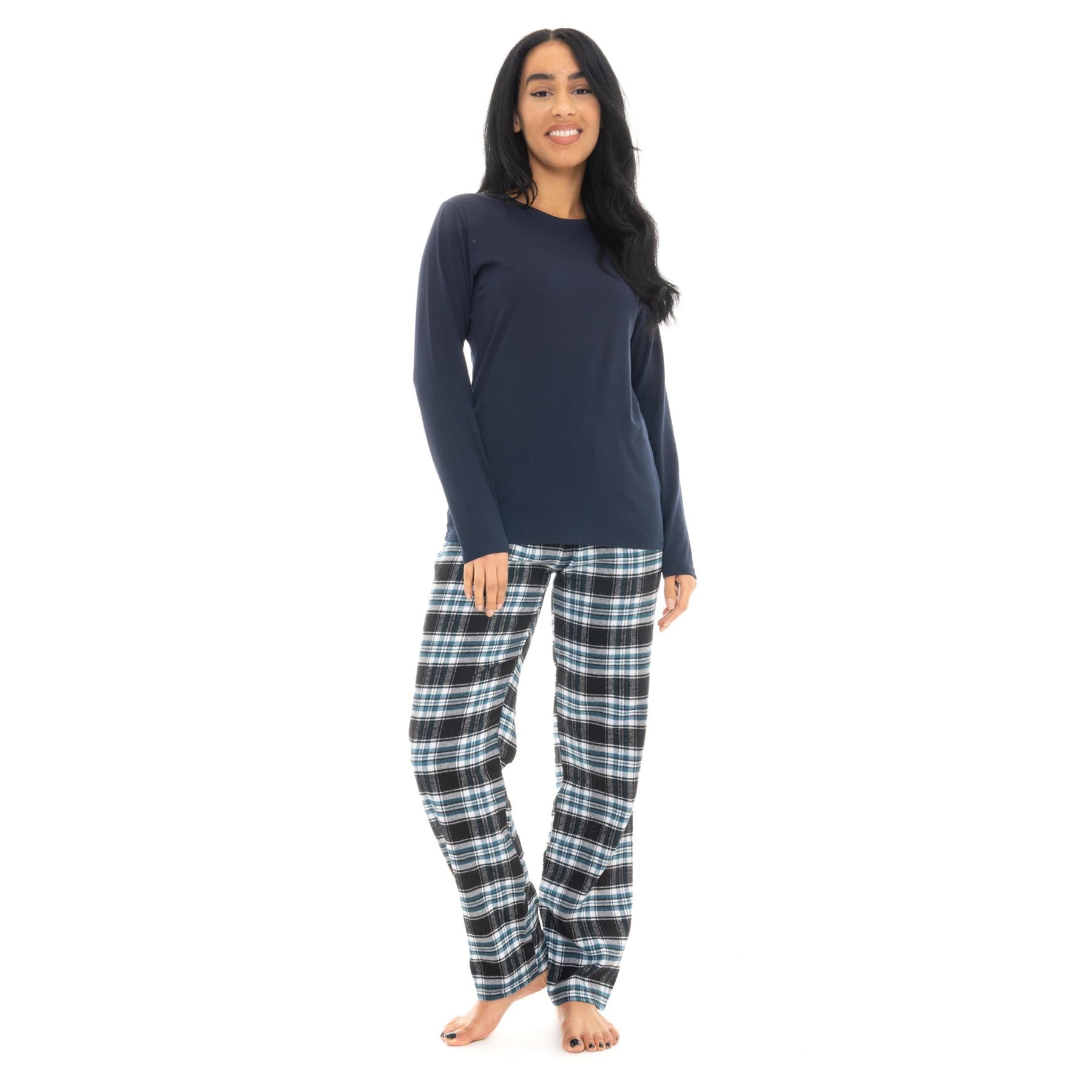Grey & Teal Flannel Check Pyjama Set