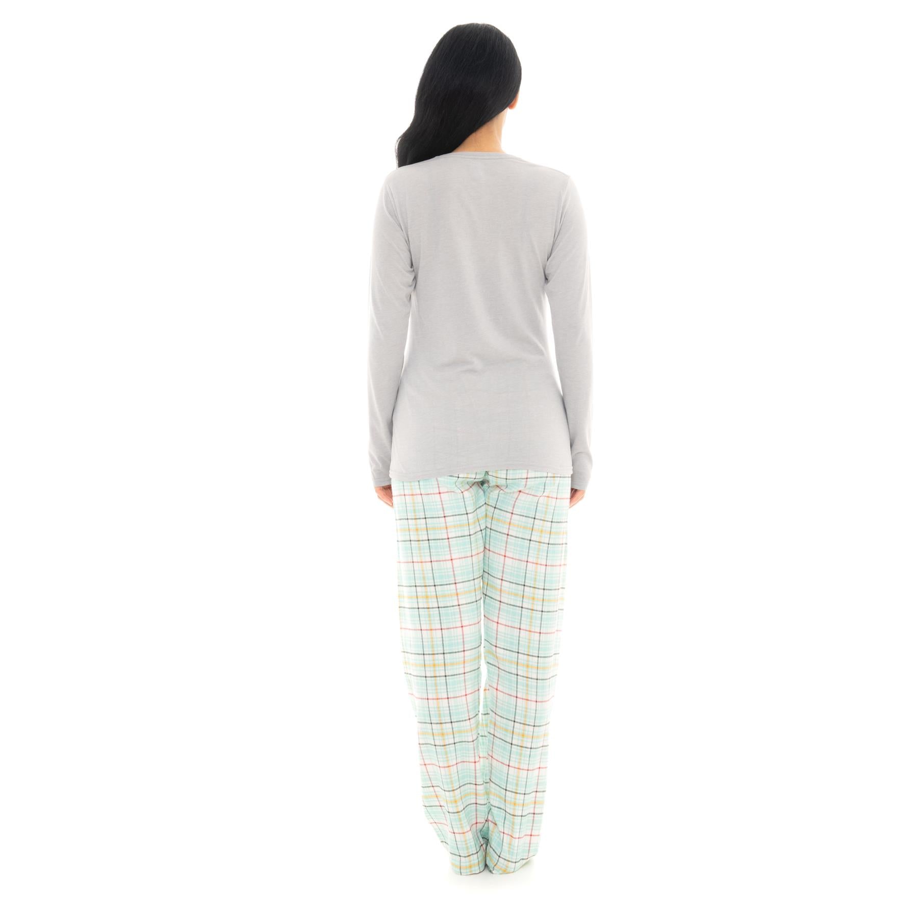 Silver & Mint Flannel Check Pyjama Set