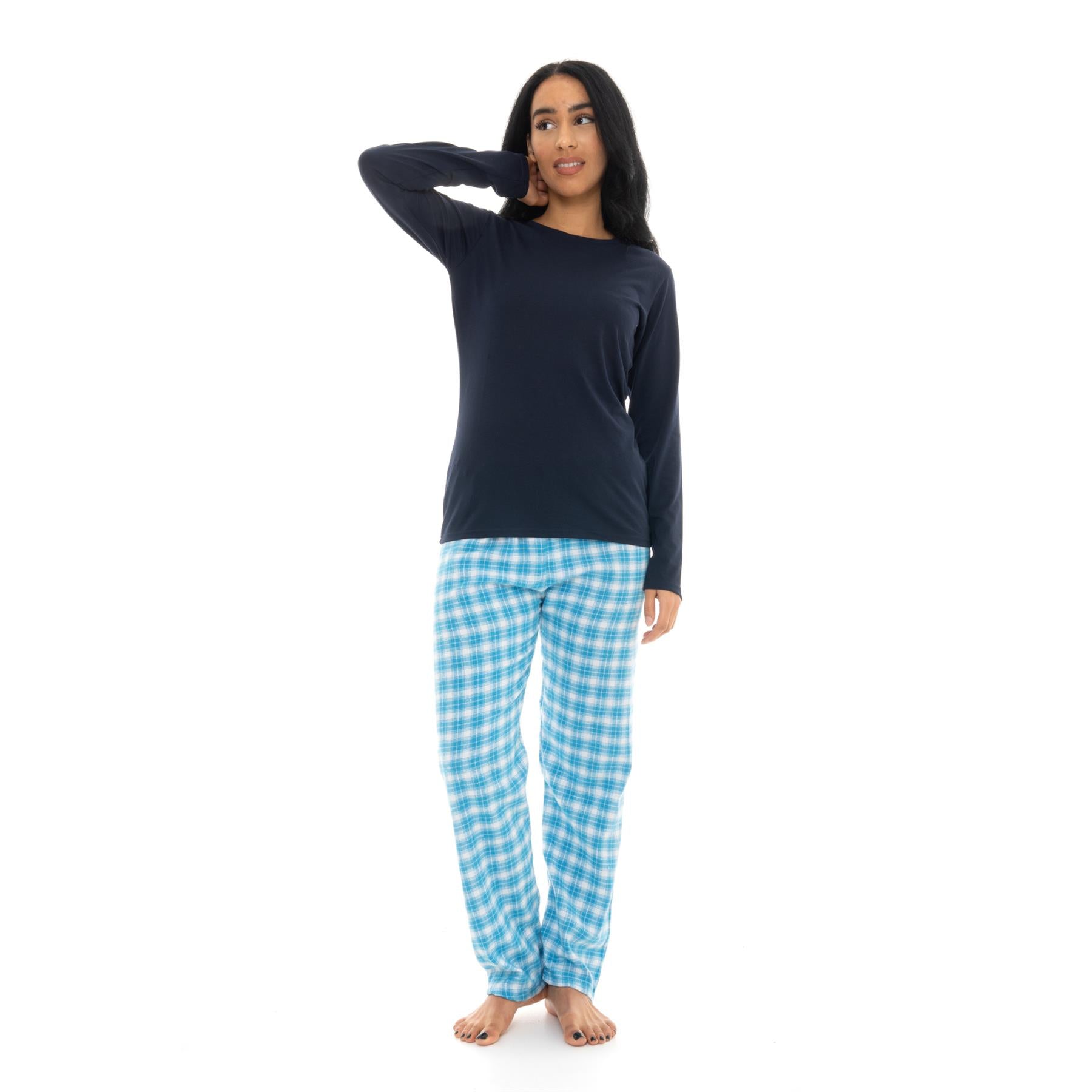 Bright Navy & Pink Flannel Check Pyjama Set