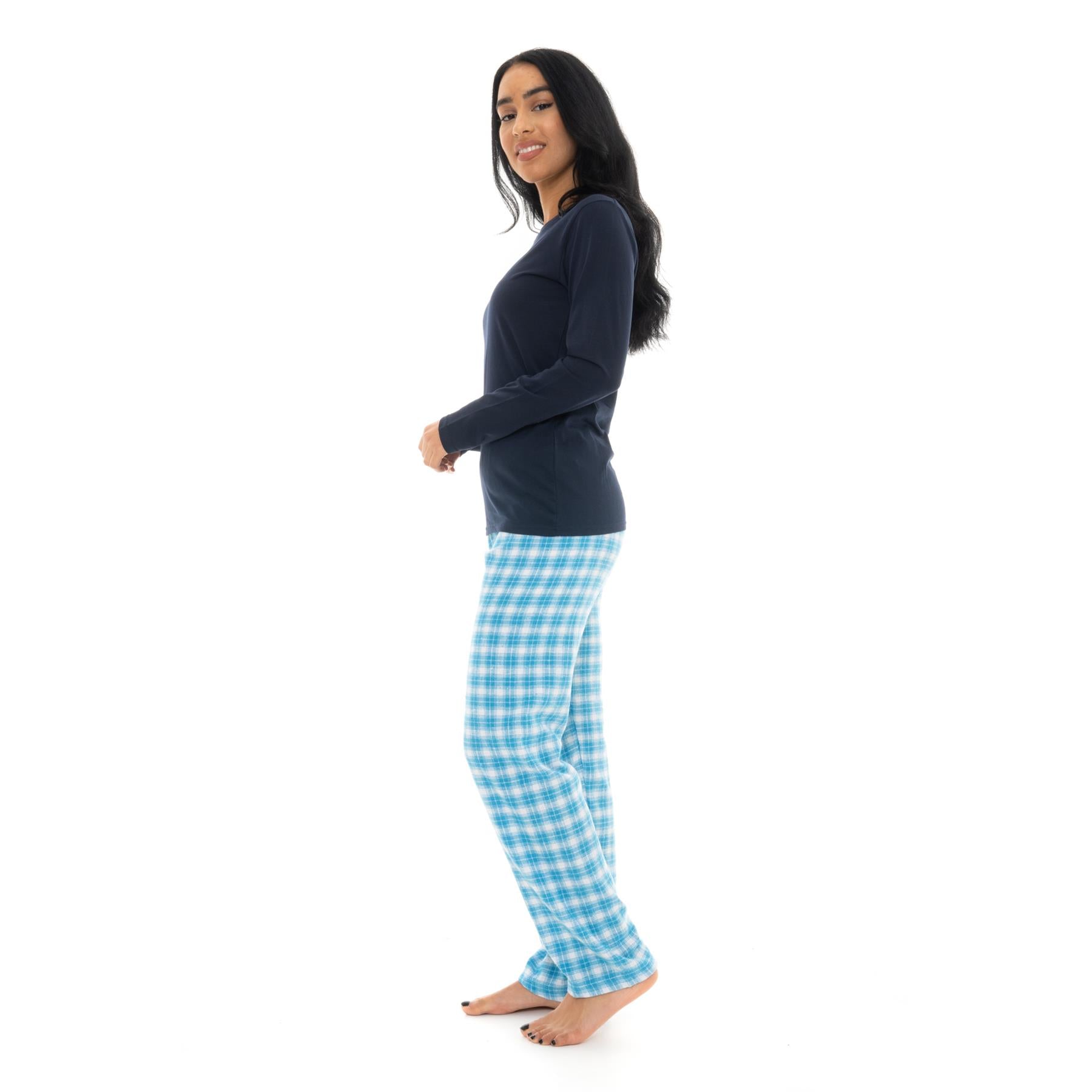 Bright Navy & Pink Flannel Check Pyjama Set