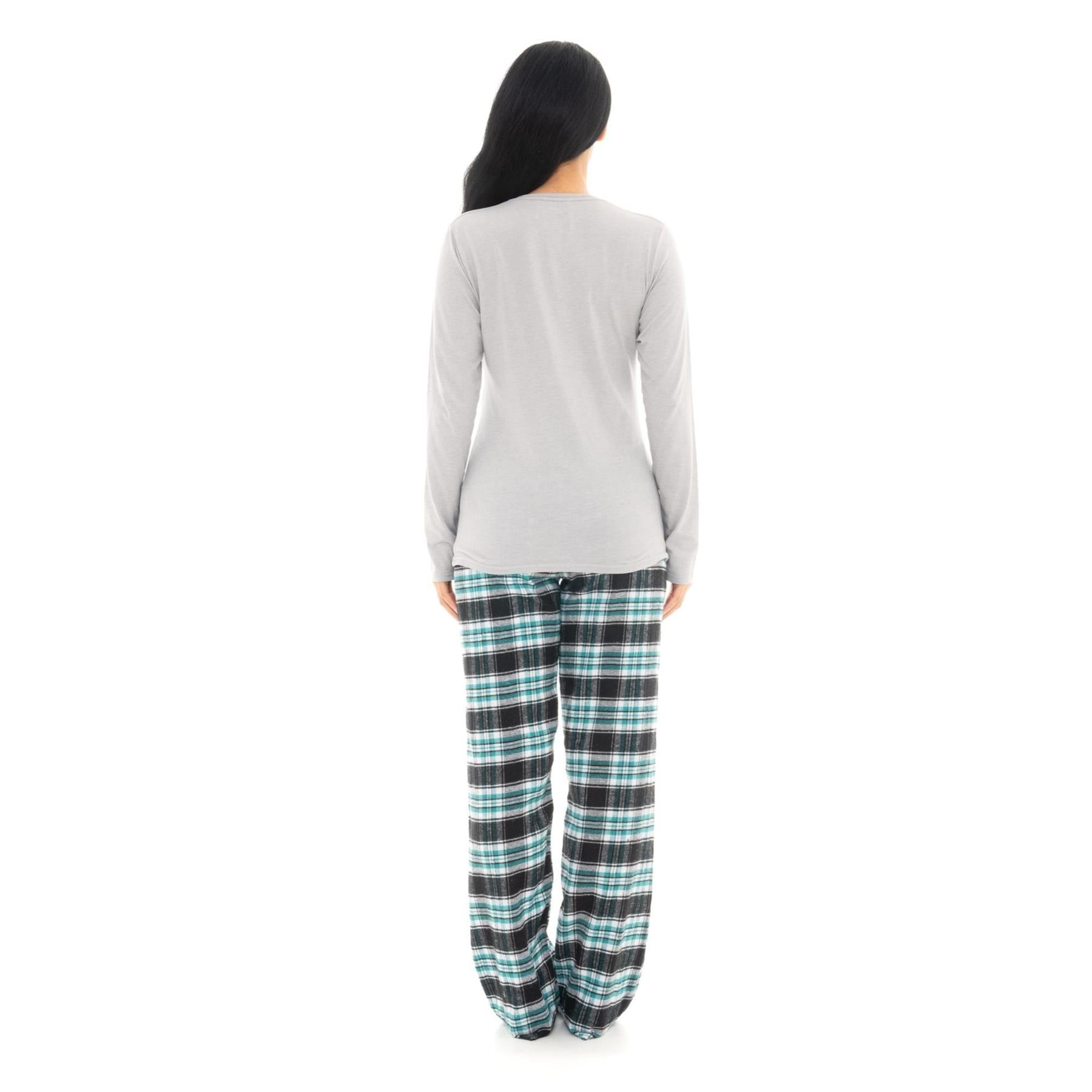 Silver & Teal Flannel Check Pyjama Set