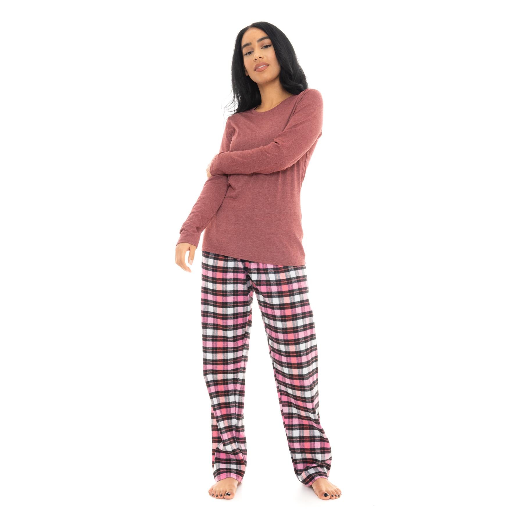 Grey & Hot Pink Flannel Check Pyjama Set