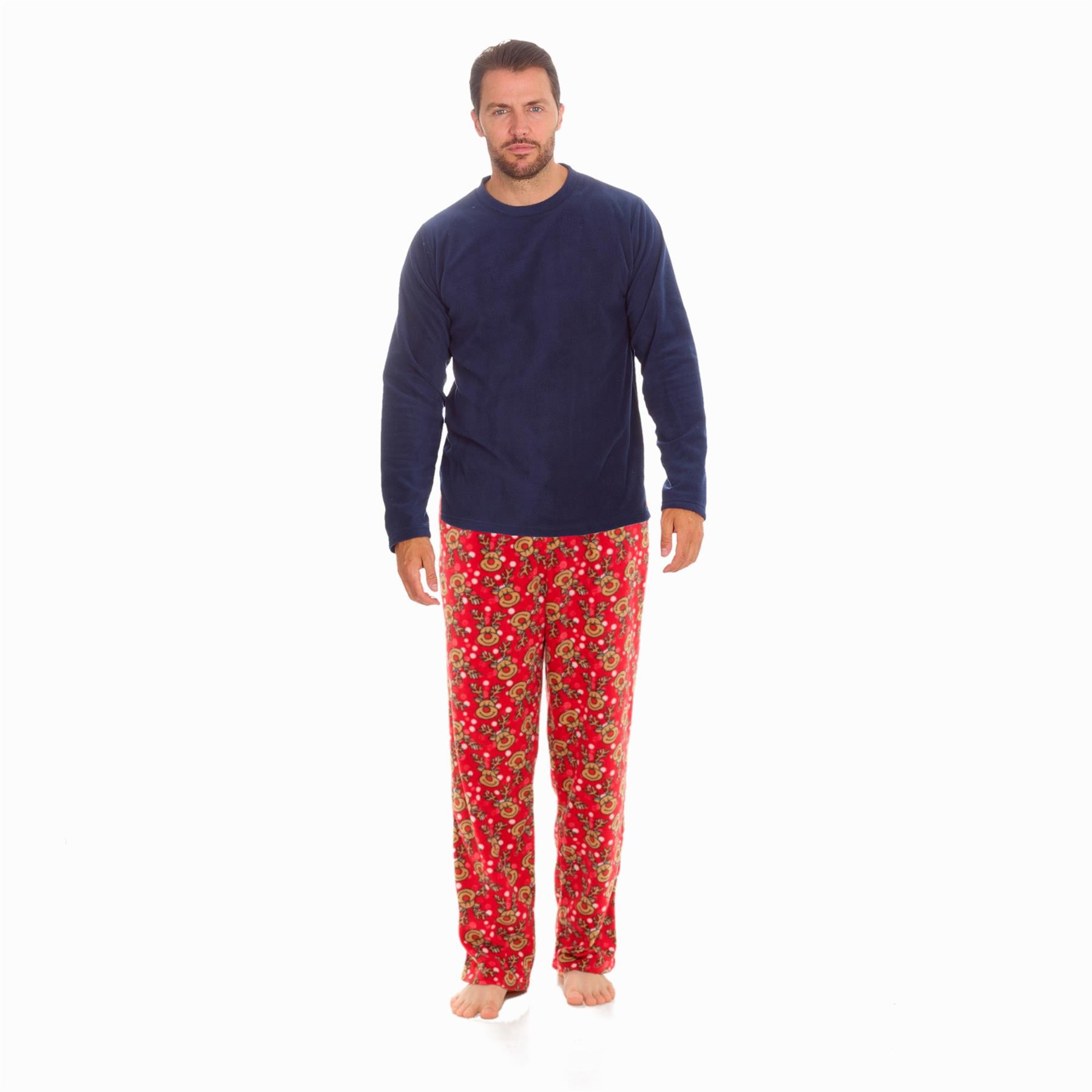 Red - Navy Mens Christmas Pyjamas Set