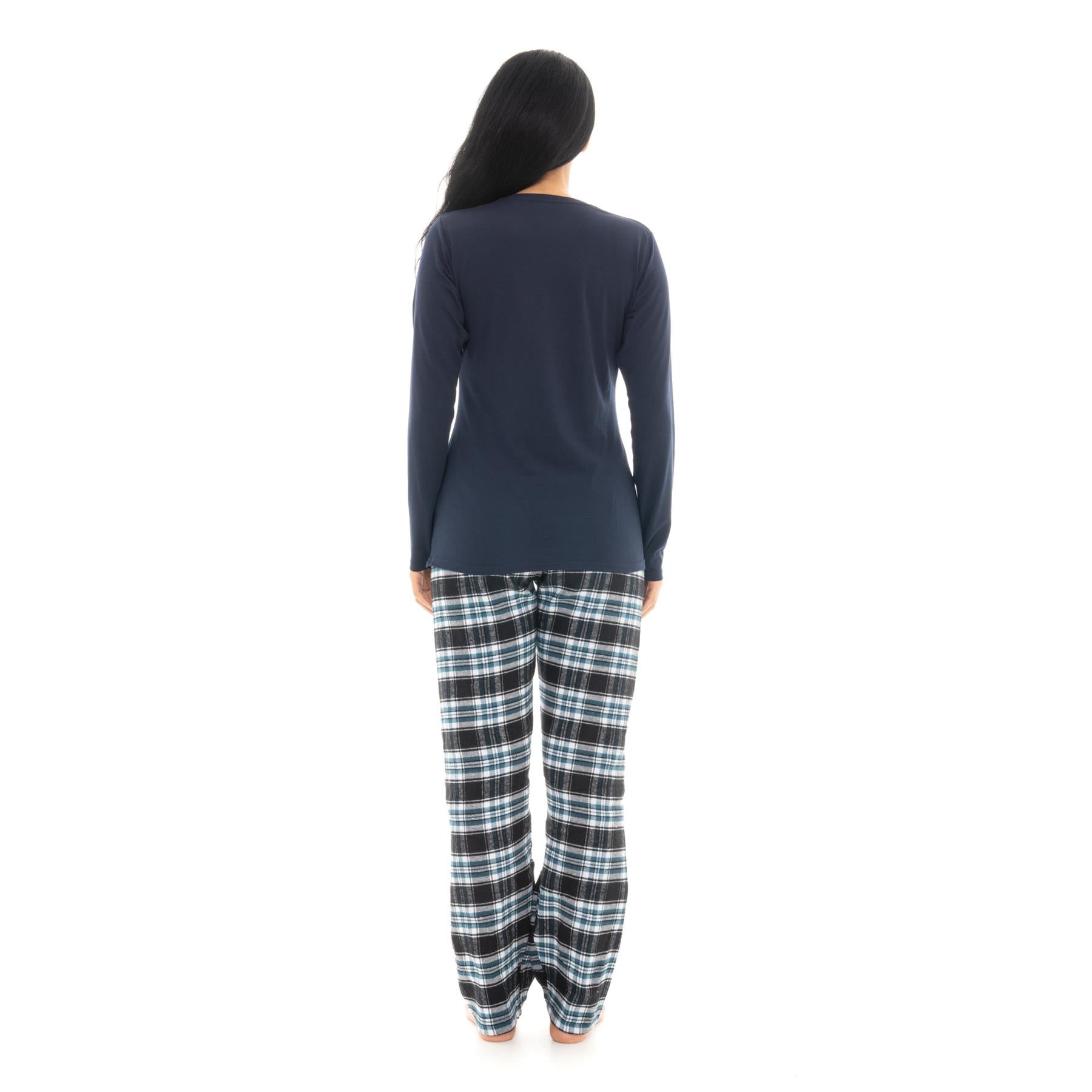 Bright Navy & Pink Flannel Check Pyjama Set