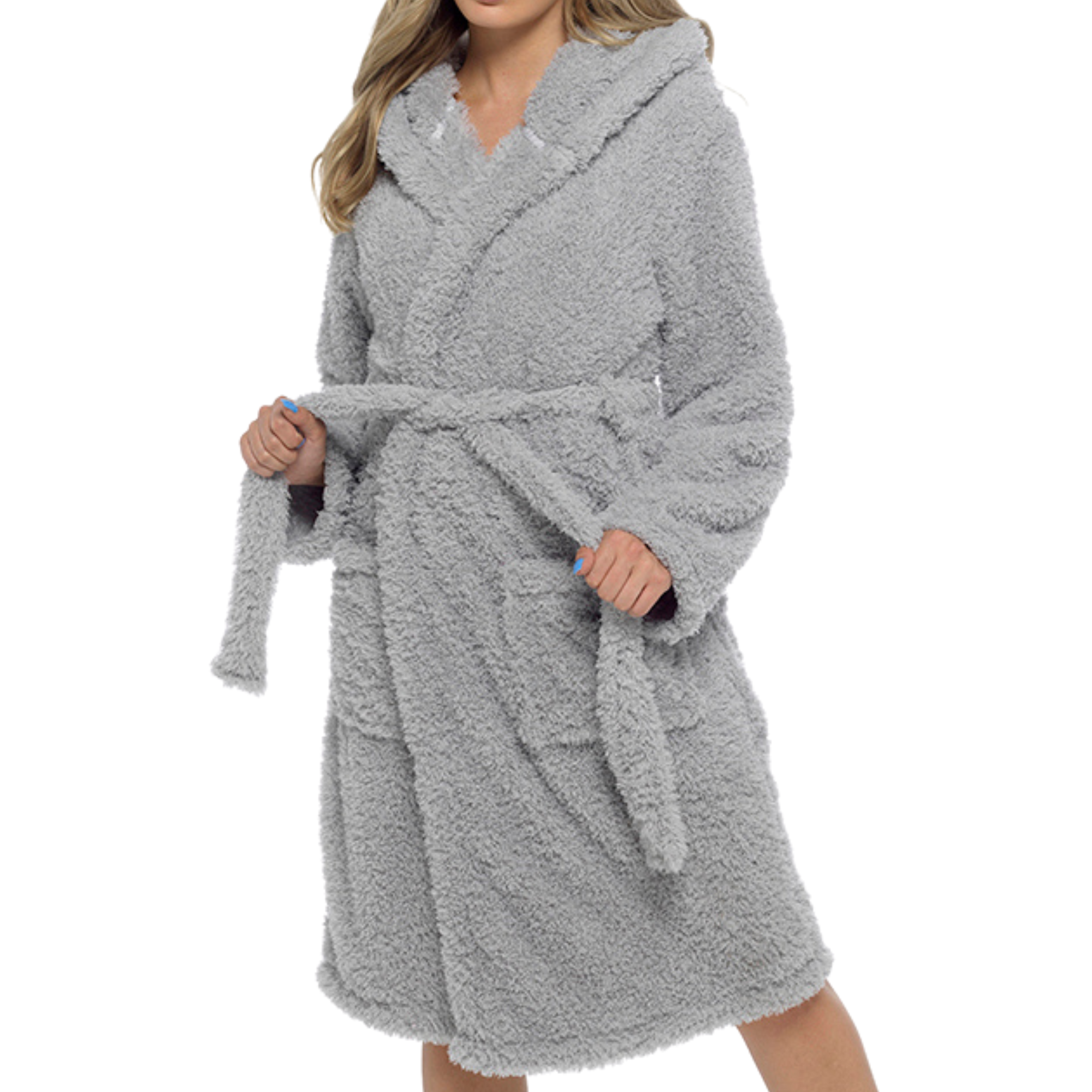 Grey Frosted Borg Hooded Robe