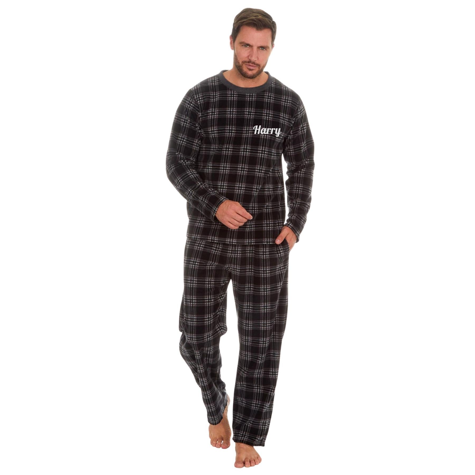 Navy/Red Check Fleece Pyjamas