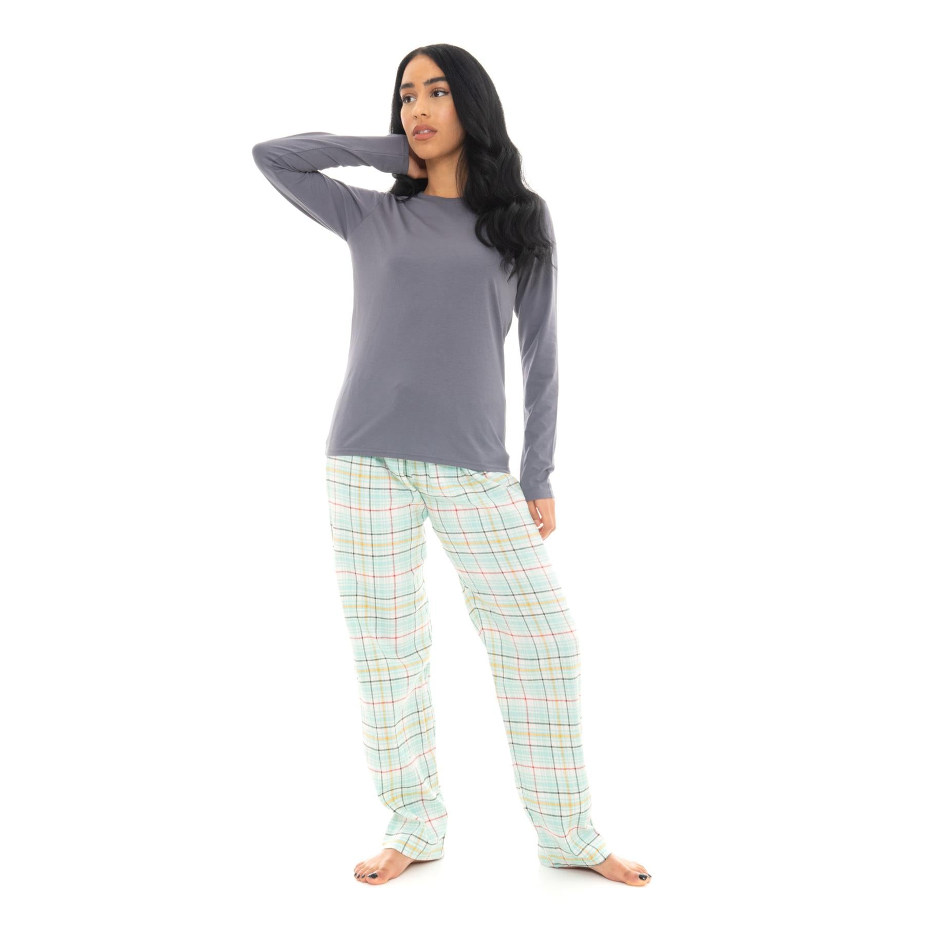 Bright Navy & Pink Flannel Check Pyjama Set