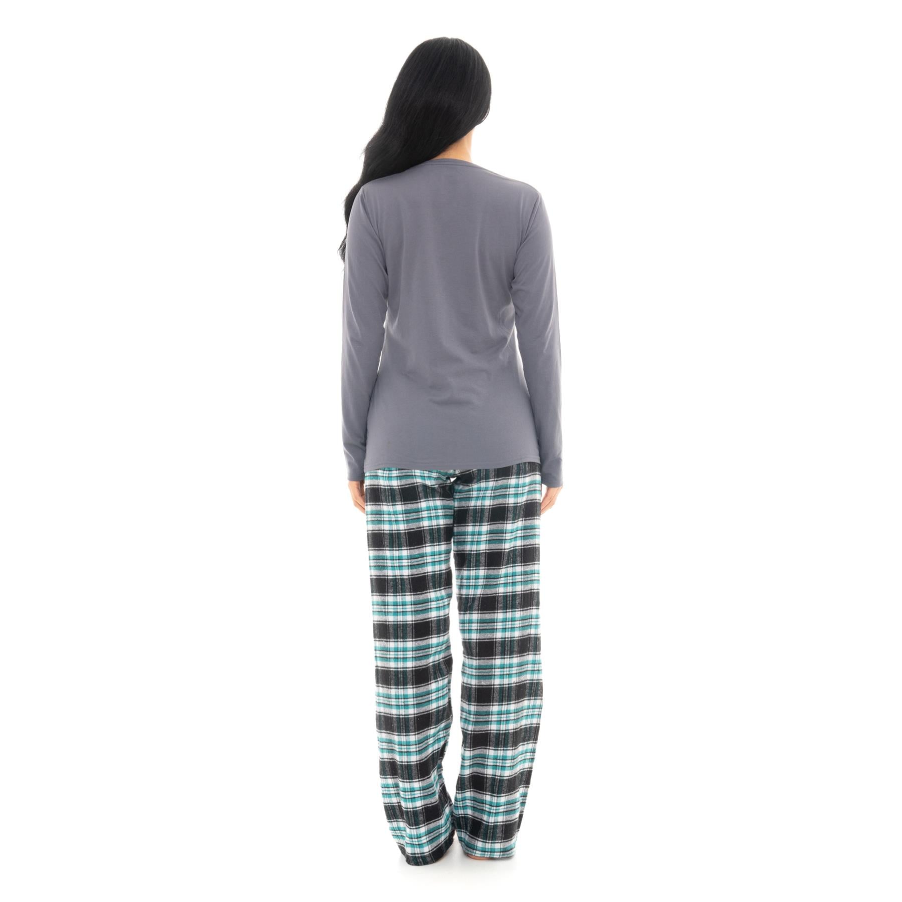 Bright Navy & Pink Flannel Check Pyjama Set