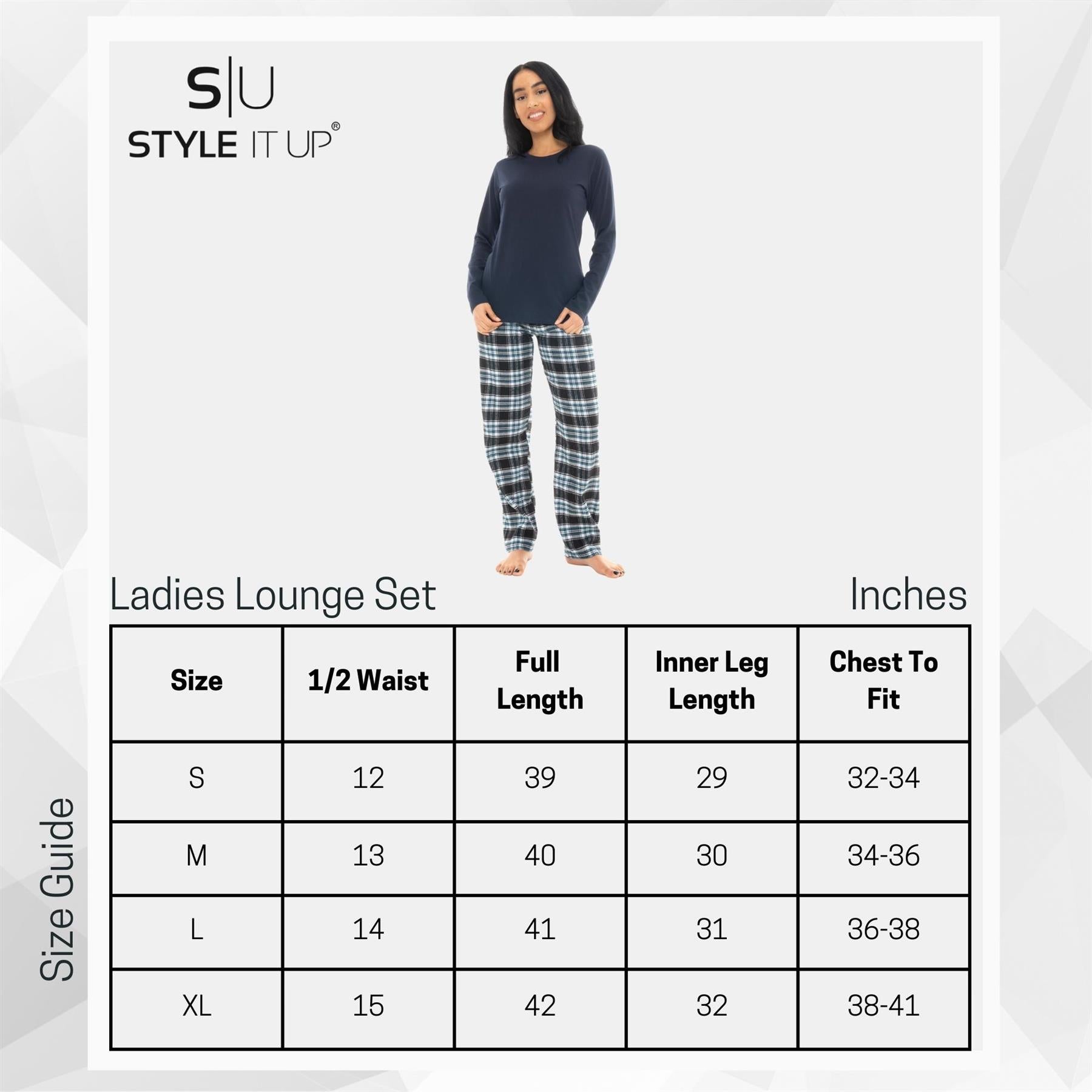 Silver & Teal Flannel Check Pyjama Set