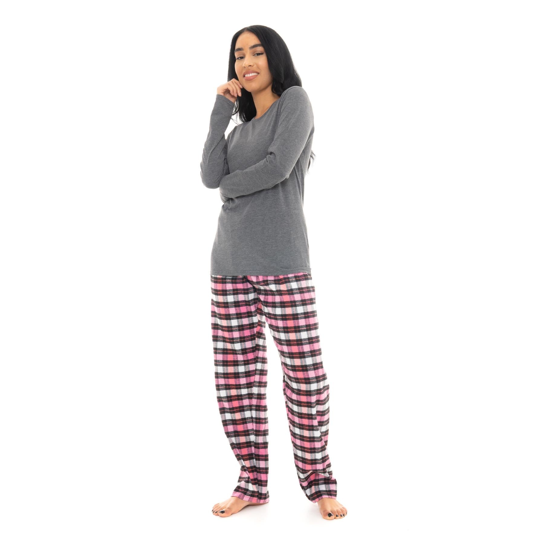 Bright Navy & Pink Flannel Check Pyjama Set