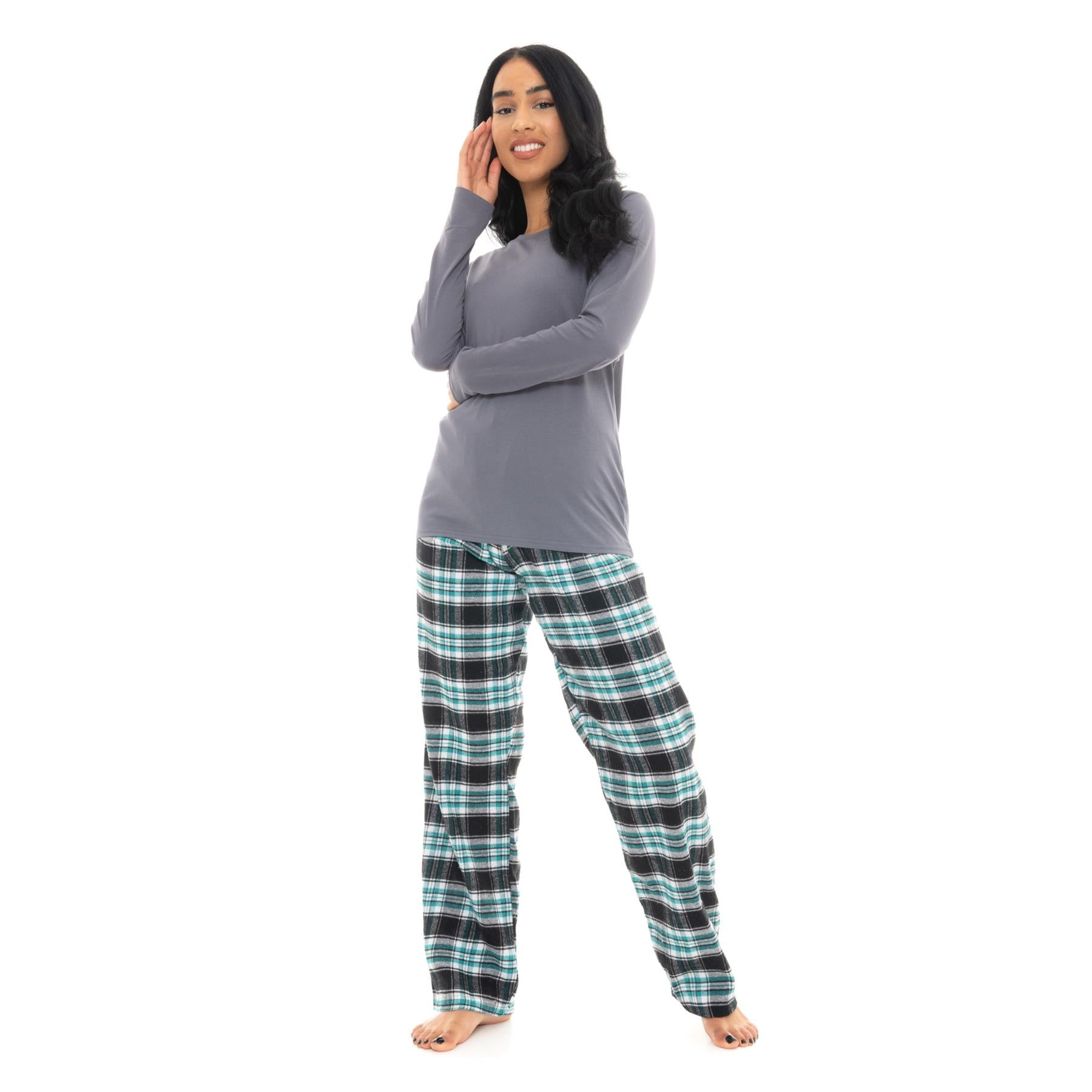 Bright Navy & Pink Flannel Check Pyjama Set