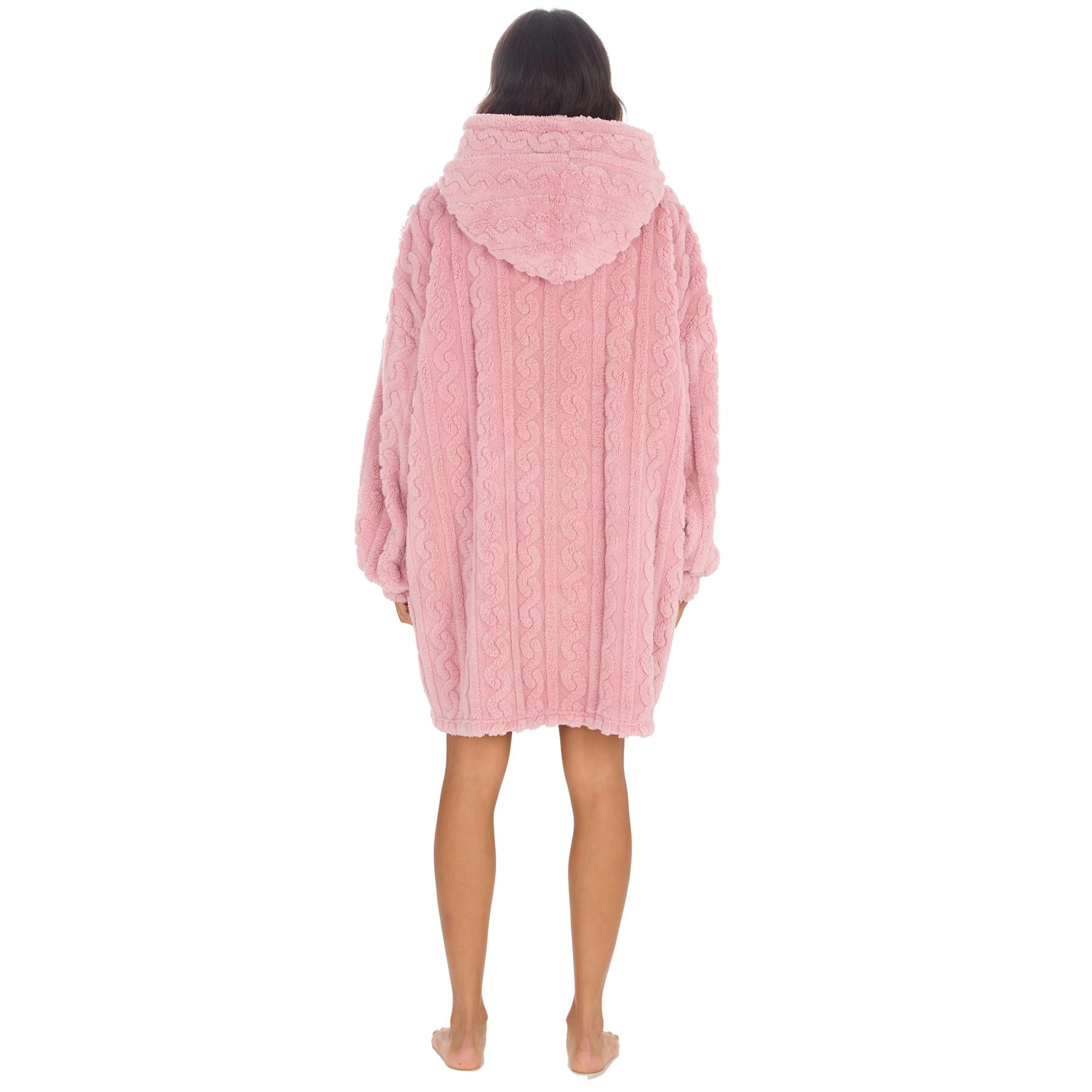 Pink Cable Knit Snuggle Hoodie