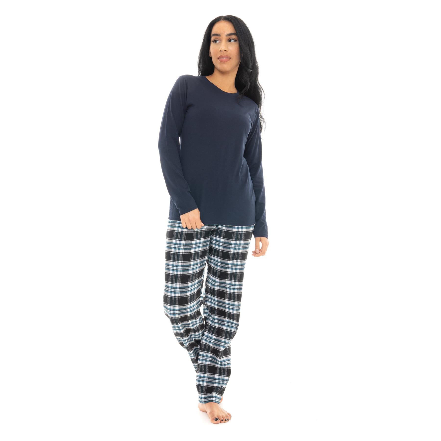 Bright Navy & Pink Flannel Check Pyjama Set