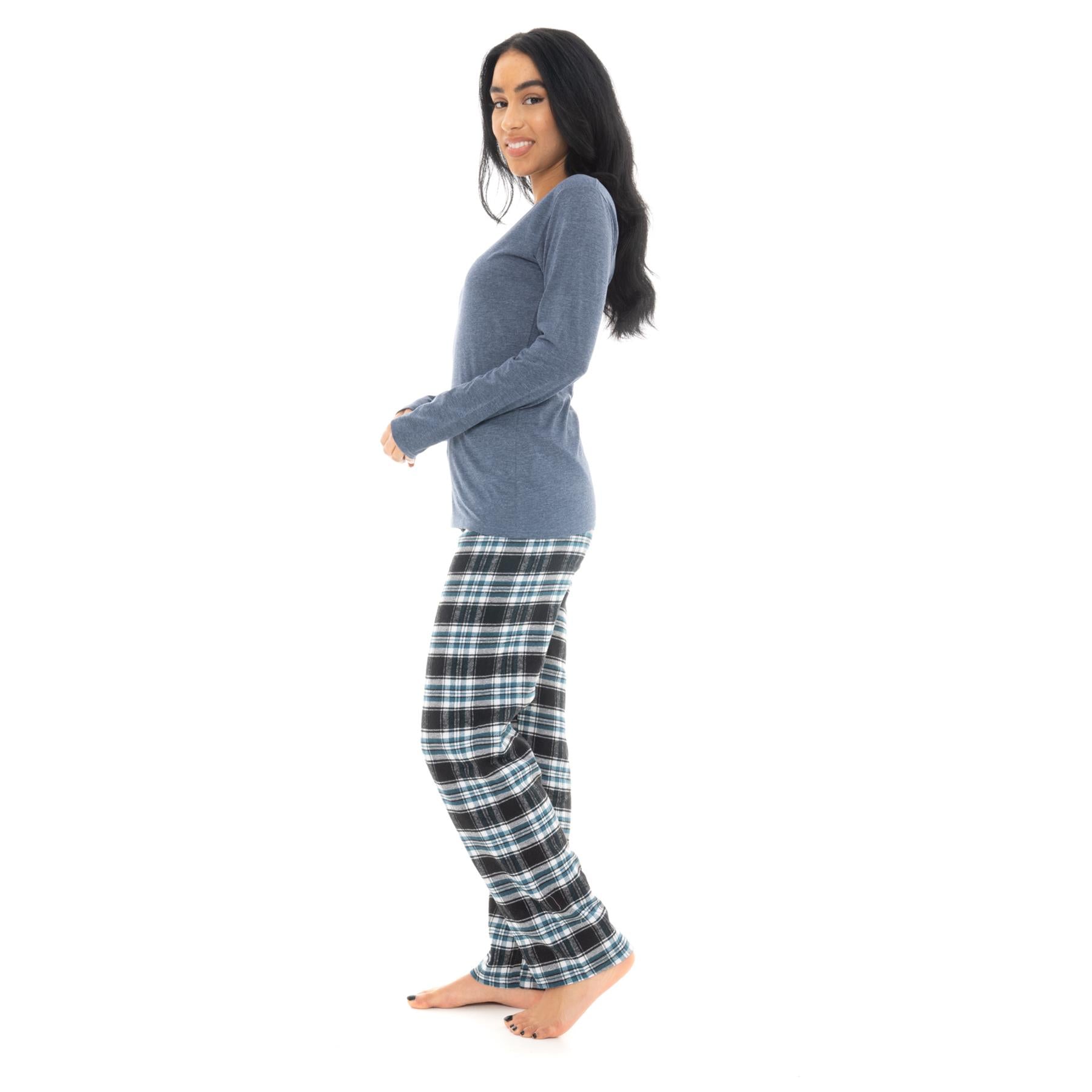 Bright Navy & Pink Flannel Check Pyjama Set