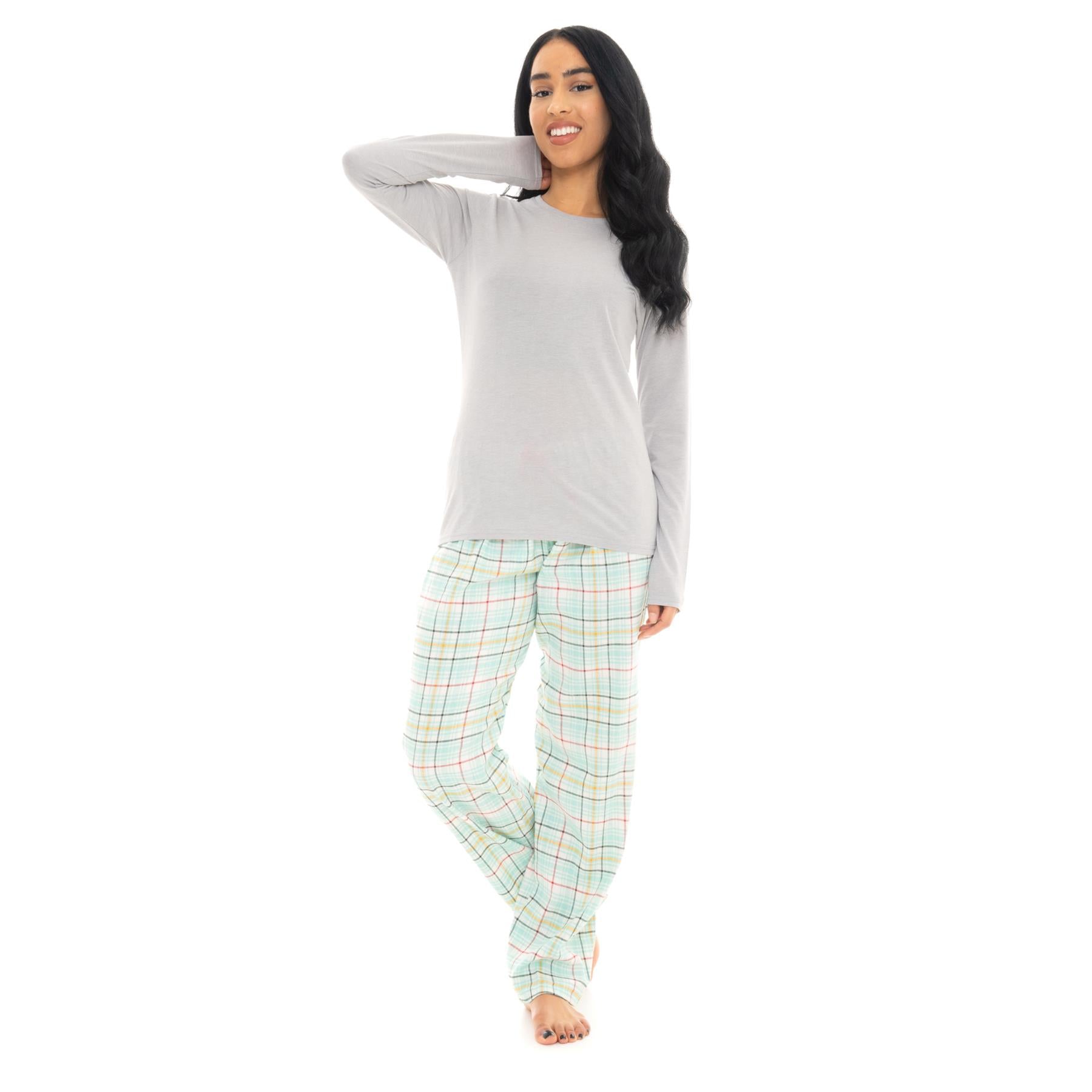 Silver & Teal Flannel Check Pyjama Set