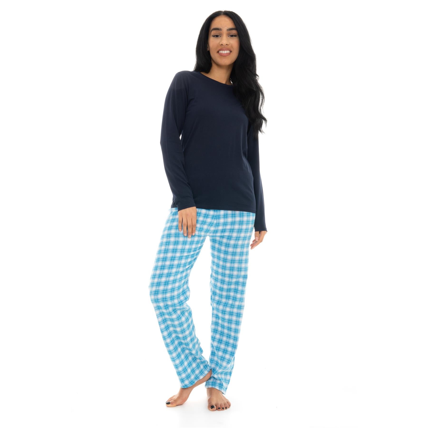 Bright Navy & Pink Flannel Check Pyjama Set