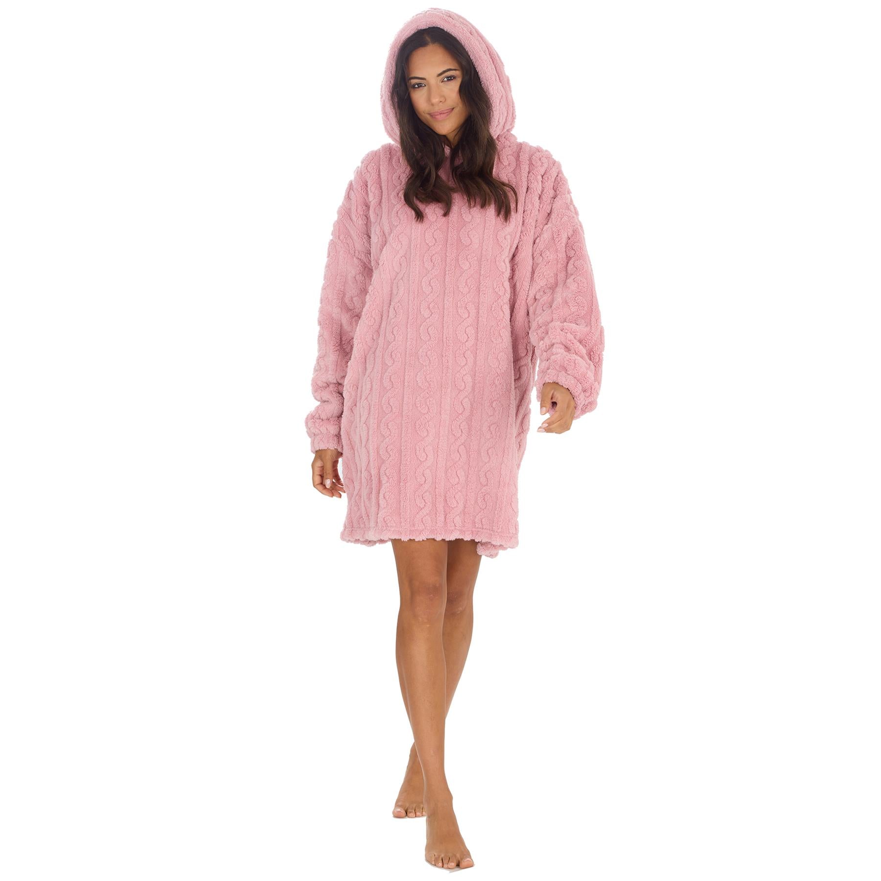 Pink Cable Knit Snuggle Hoodie