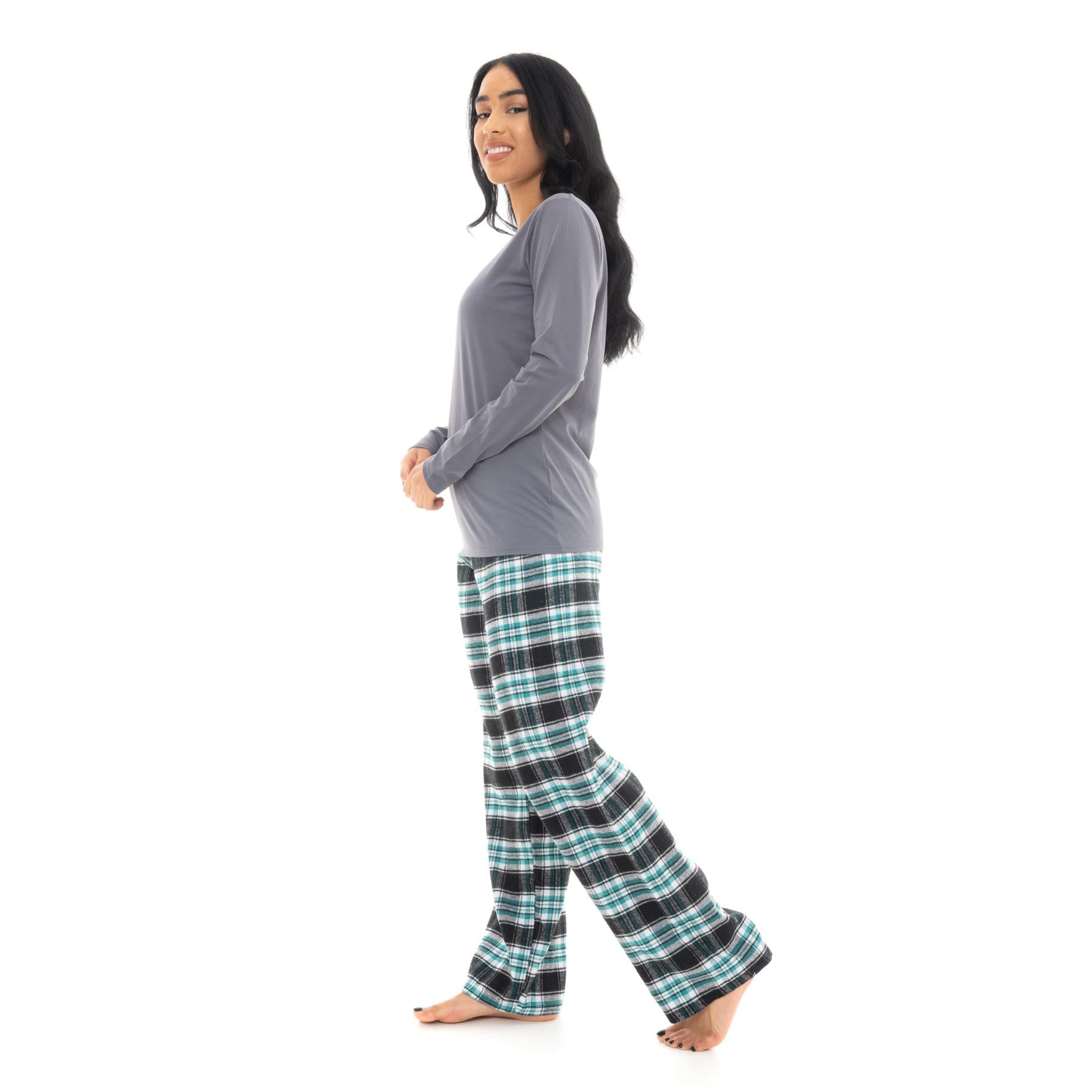 Bright Navy & Pink Flannel Check Pyjama Set