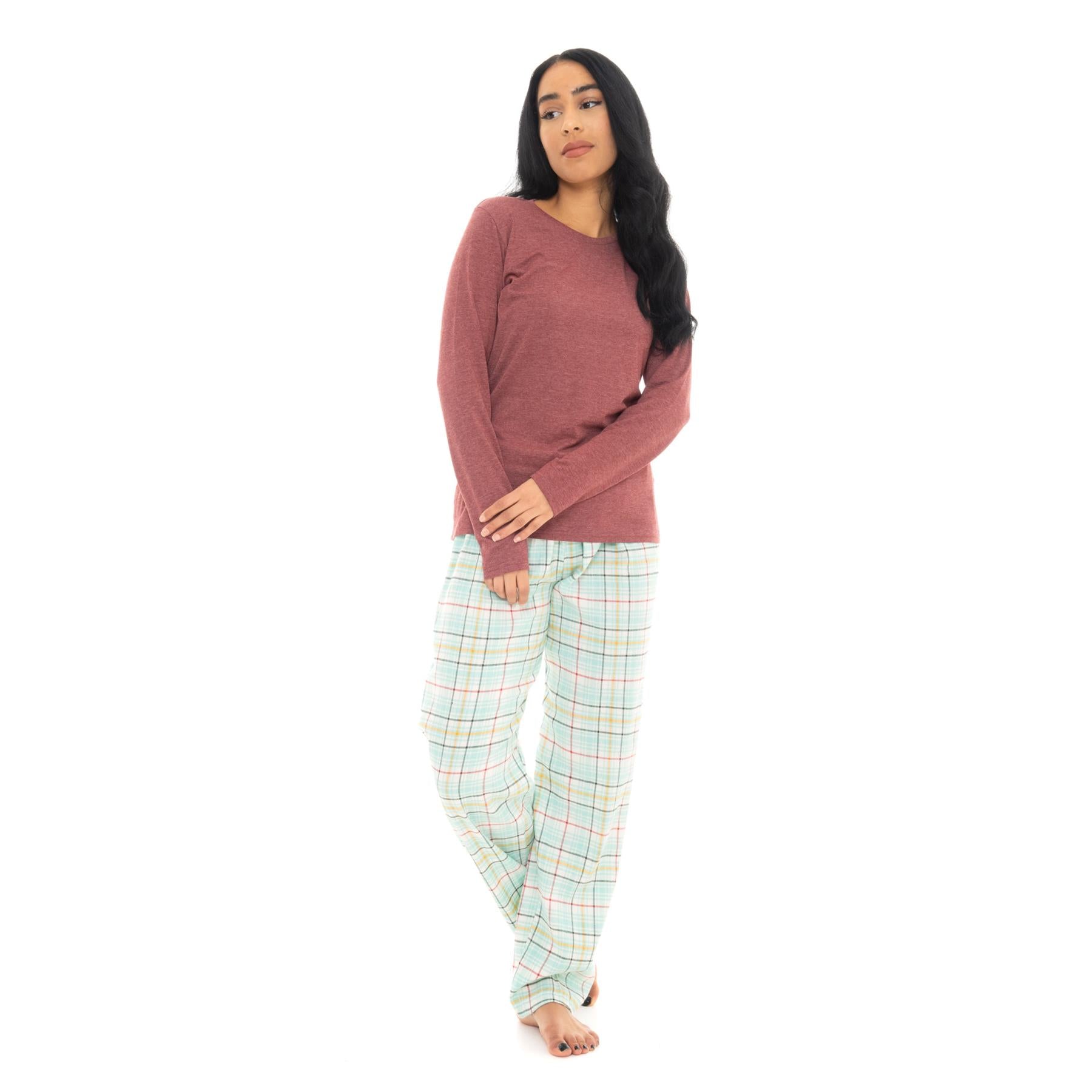 Bright Navy & Pink Flannel Check Pyjama Set