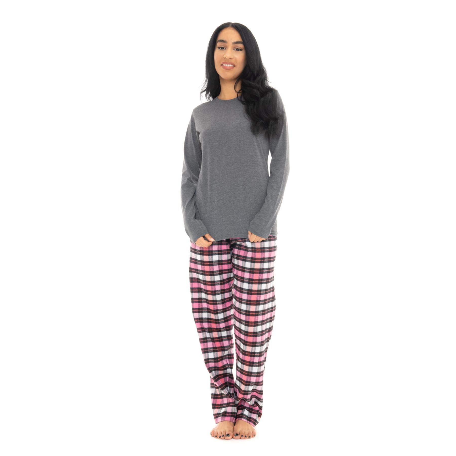 Grey & Hot Pink Flannel Check Pyjama Set