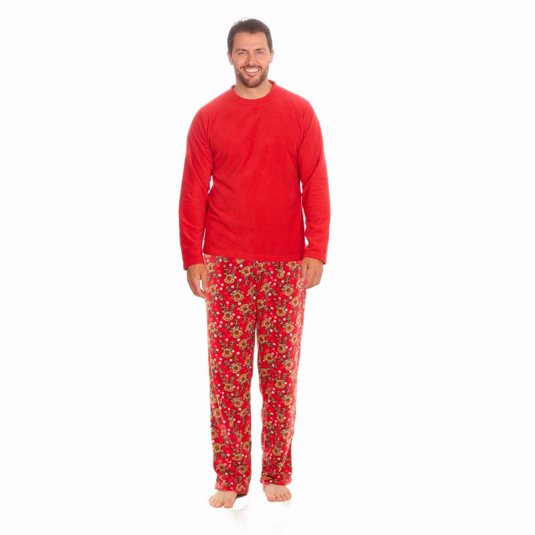 Red - Navy Mens Christmas Pyjamas Set