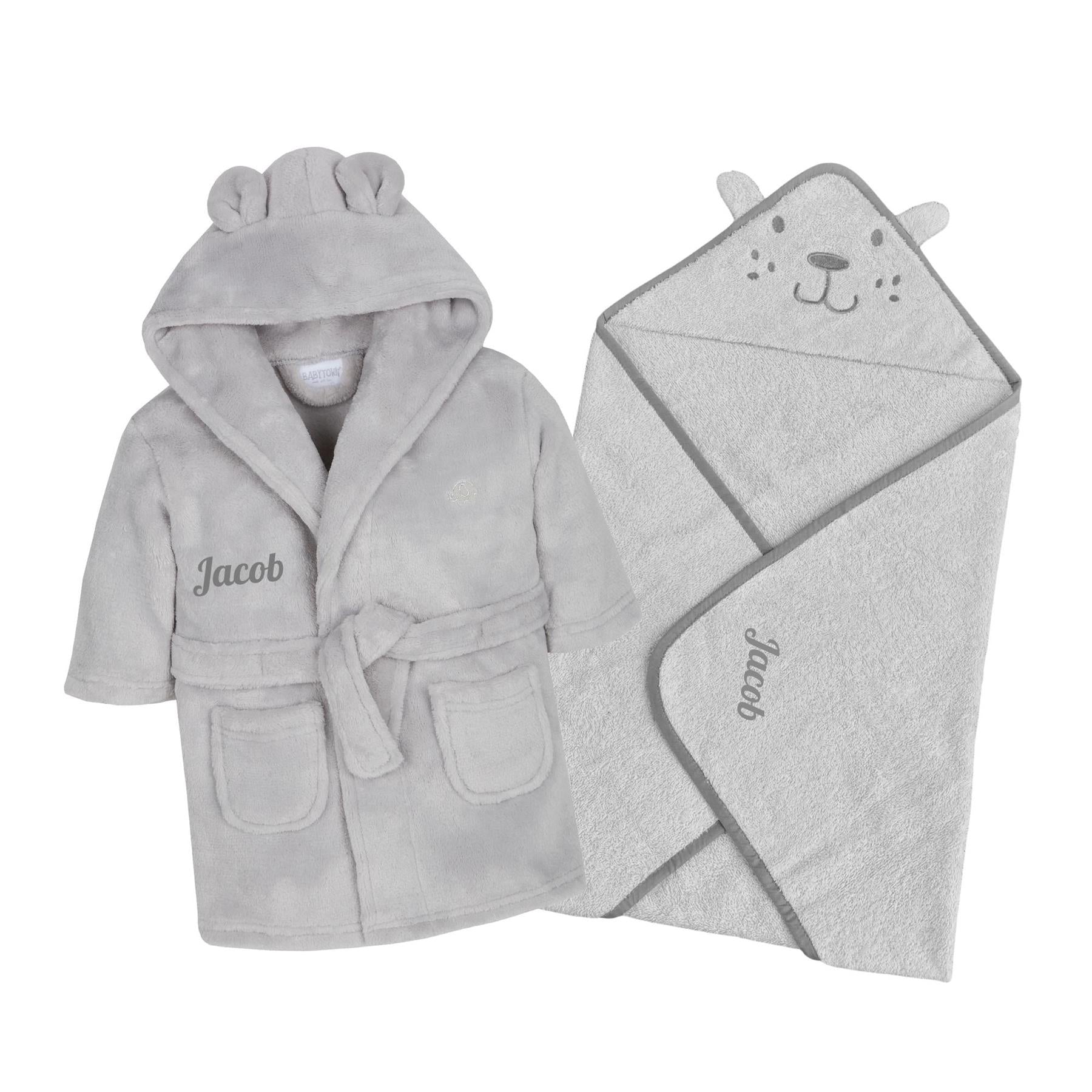 Baby Grey Robe & Towel Set