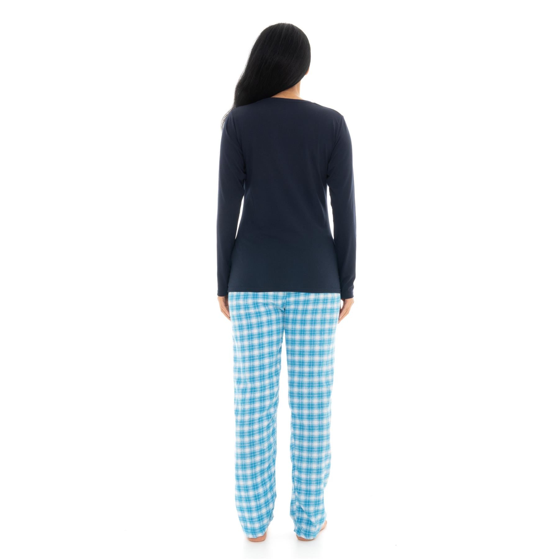 Bright Navy & Pink Flannel Check Pyjama Set