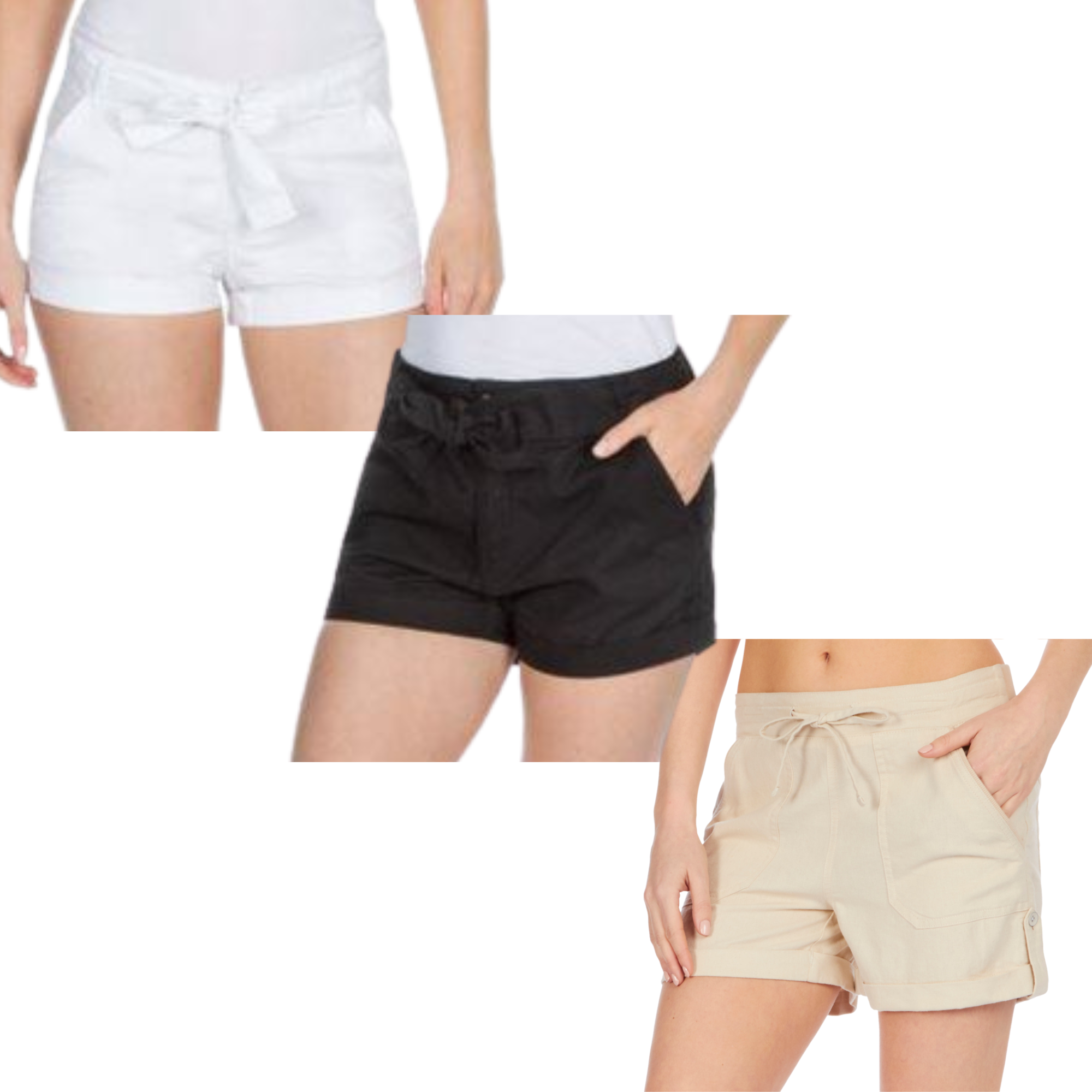 Ladies 3 Pack Linen Shorts
