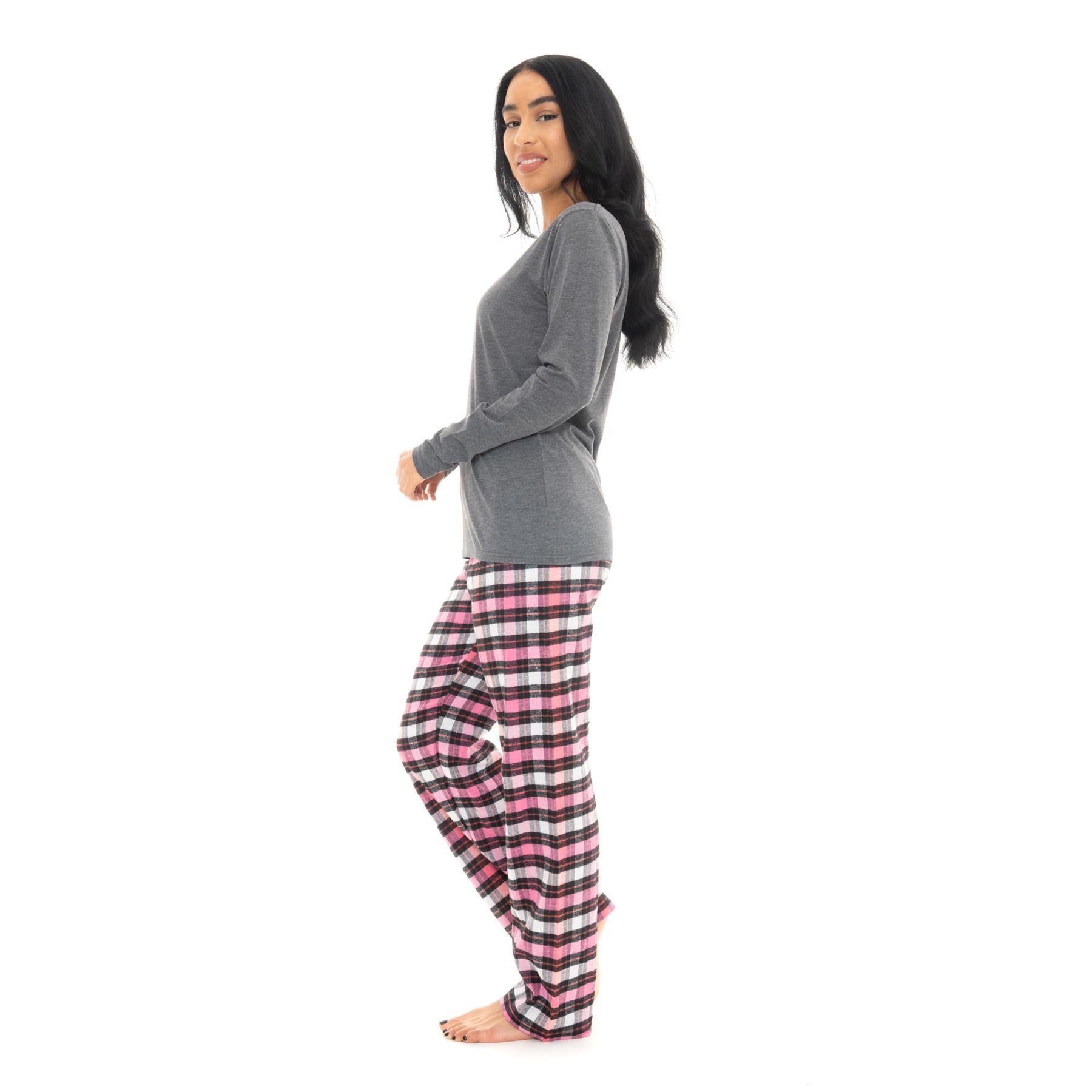 Bright Navy & Pink Flannel Check Pyjama Set