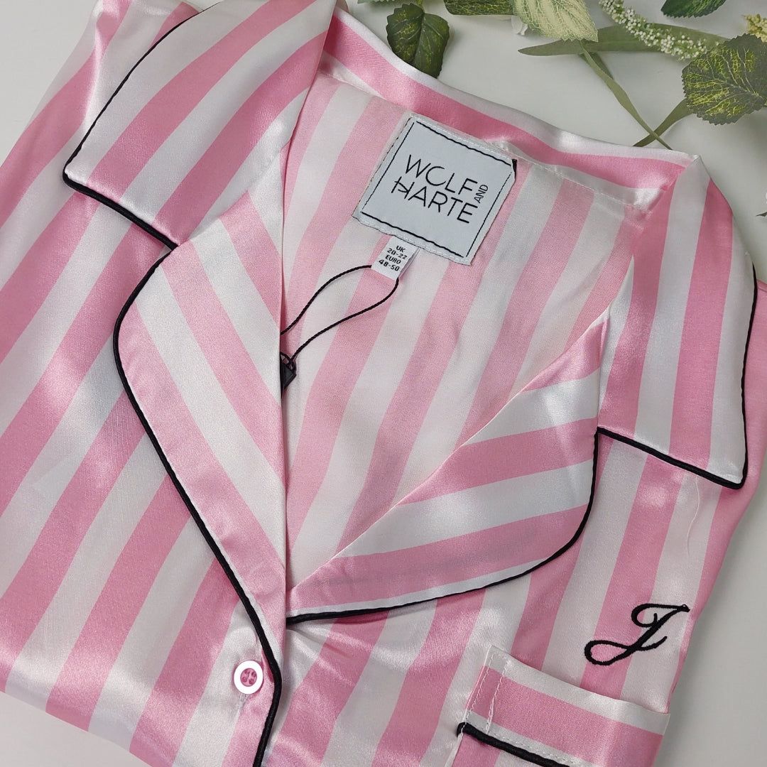 Pink Striped Satin Pyjamas