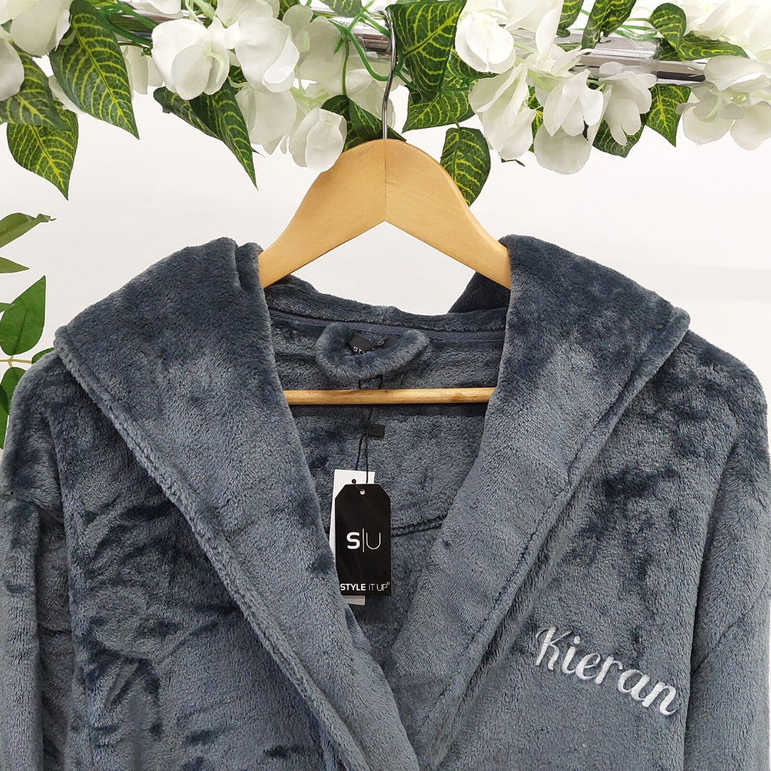 Grey Shimmer Fleece Robe