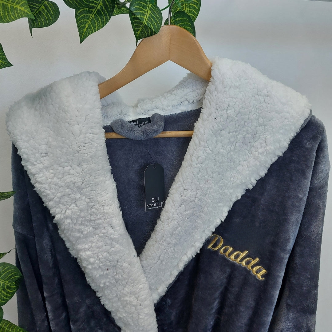 Charcoal Snuggle Fleece Robe – Style It Up - Luxury Personalised Apparel