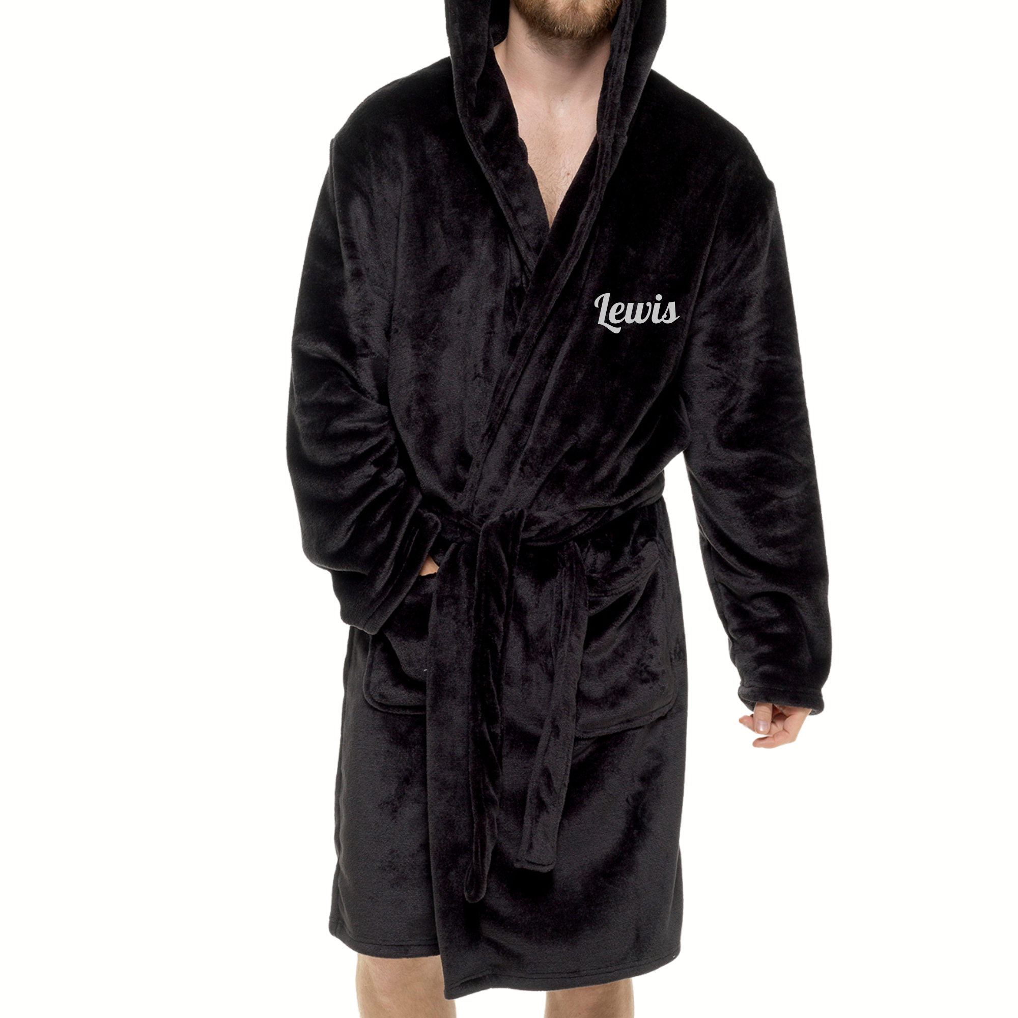 Black Shimmer Fleece Robe