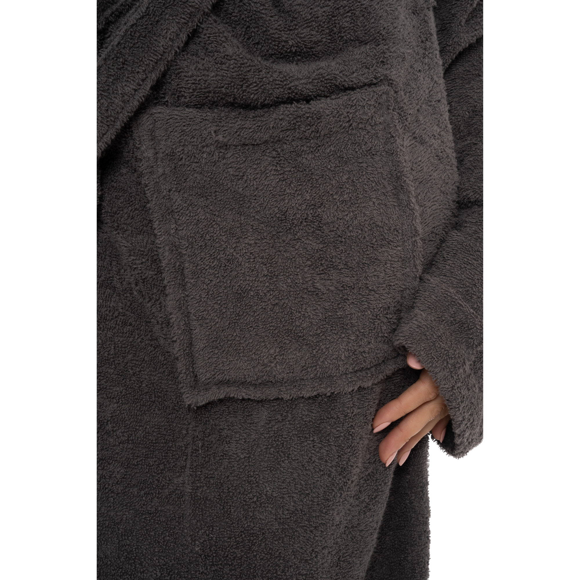 Grey Hooded Towelling Robe