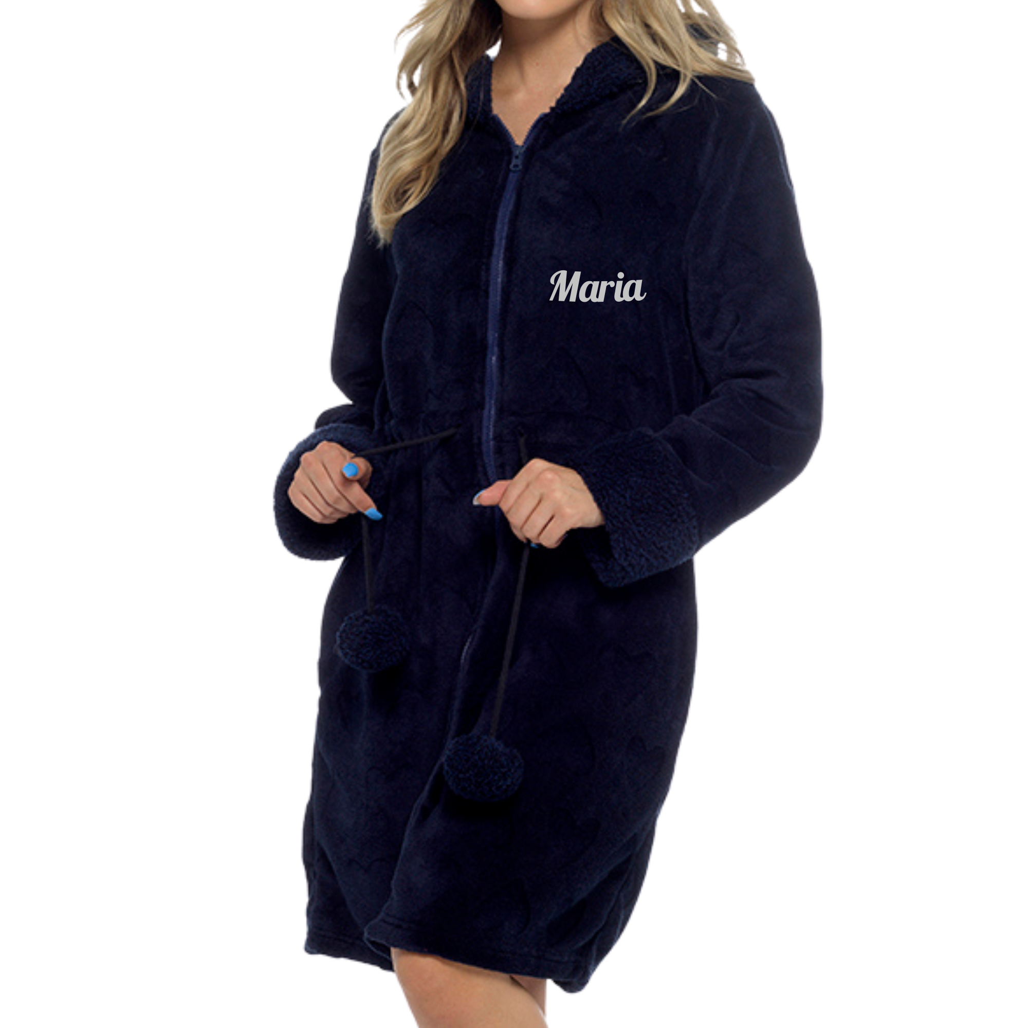 Pink Hooded Zip Up Robe