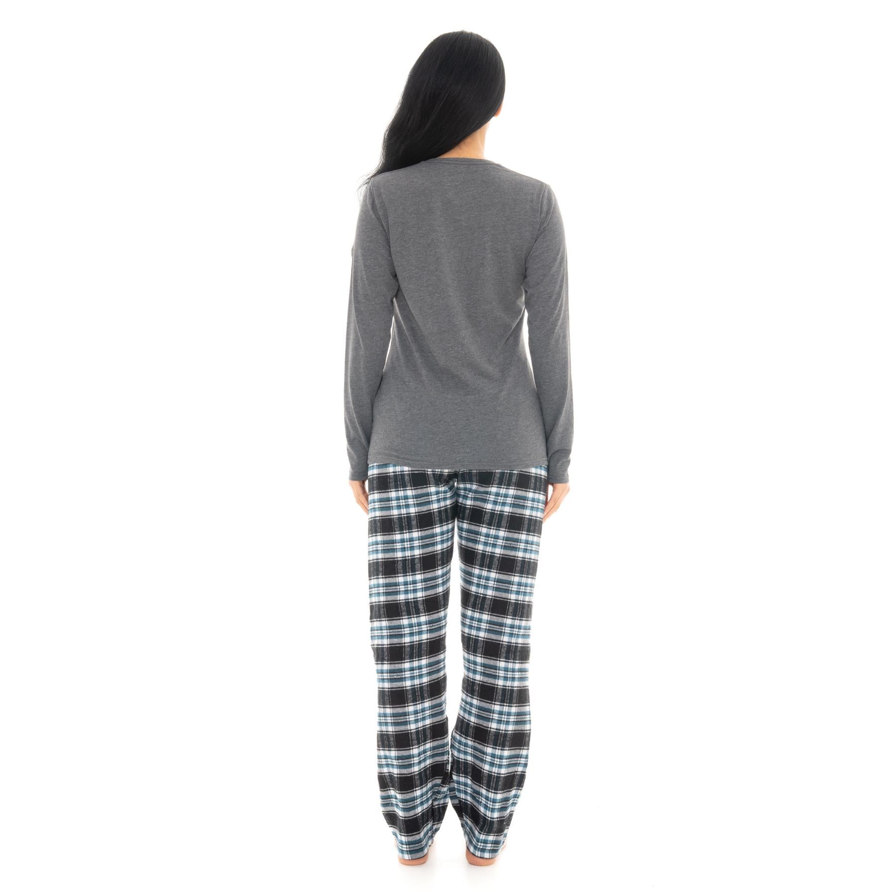 French Navy & Denim Flannel Check Pyjama Set