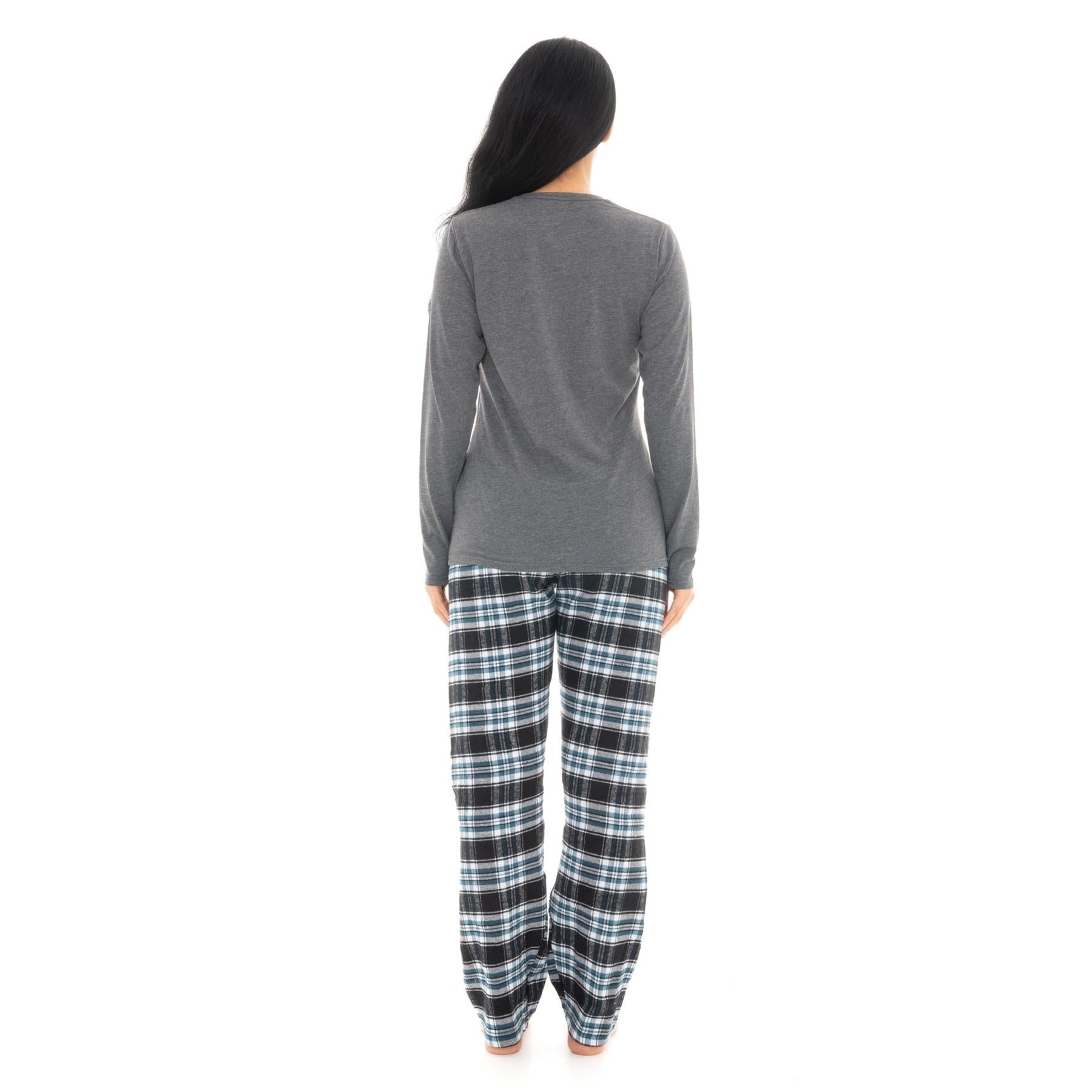 Silver & Teal Flannel Check Pyjama Set