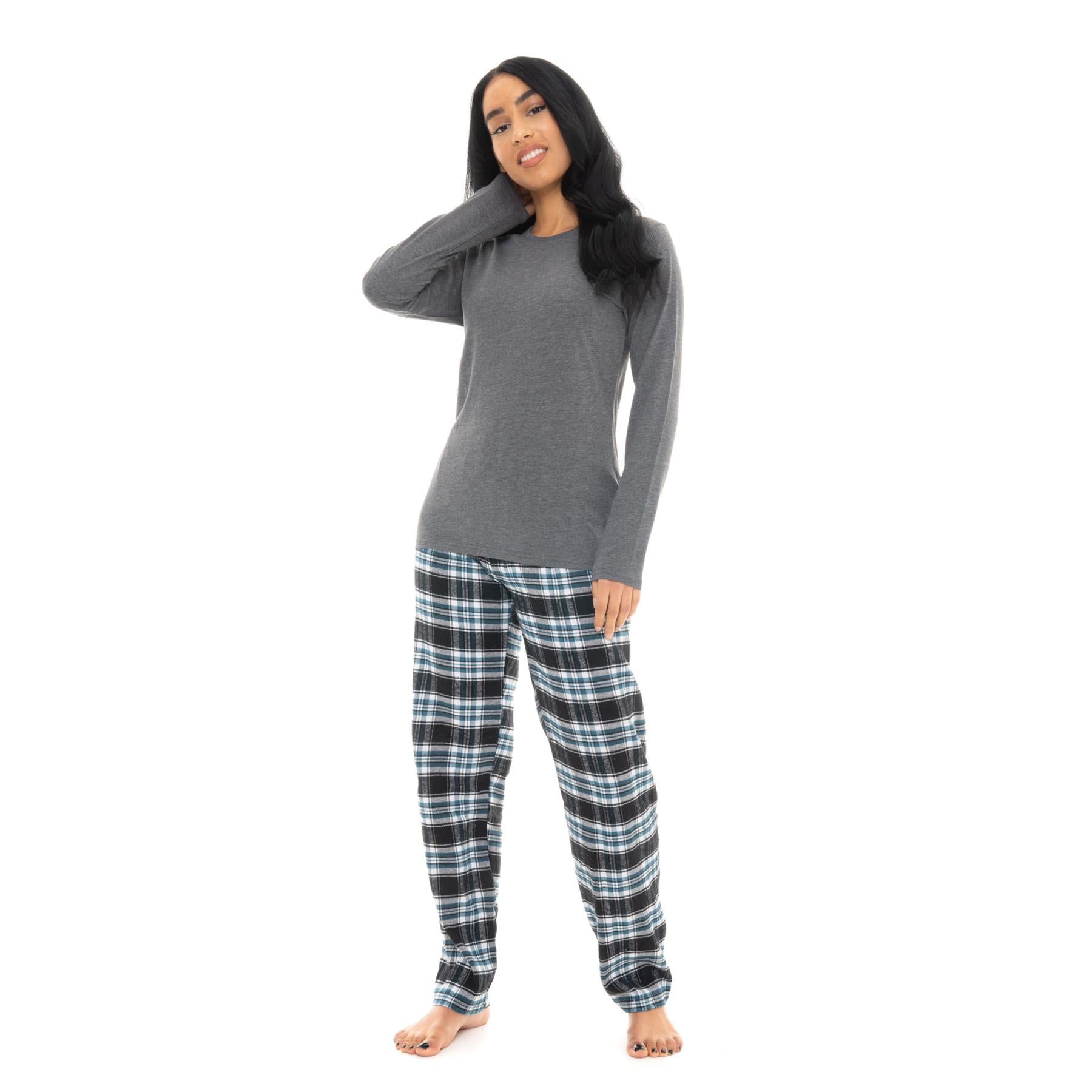 Bright Navy & Pink Flannel Check Pyjama Set