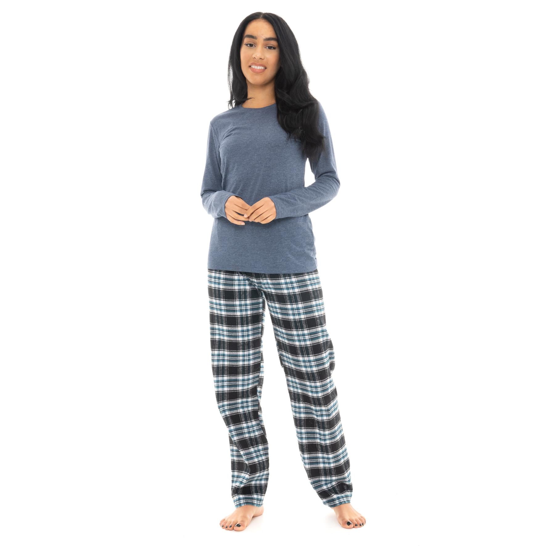 Bright Navy & Pink Flannel Check Pyjama Set