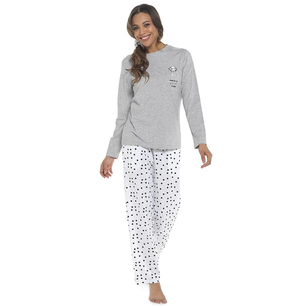 Grey & Dot Printed  Pyjamas