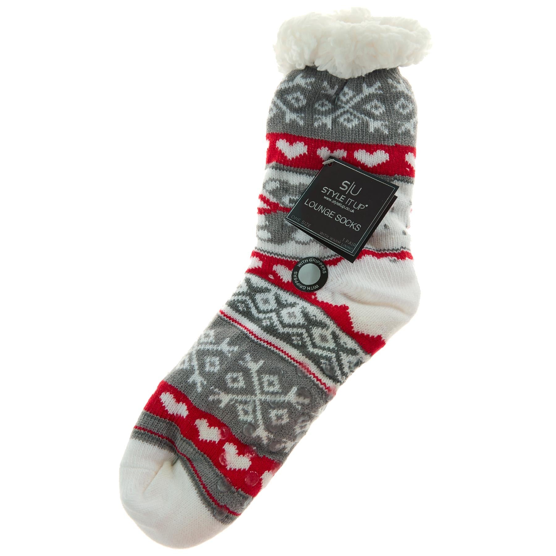 Cream/Grey 1 Pair Lounge Socks