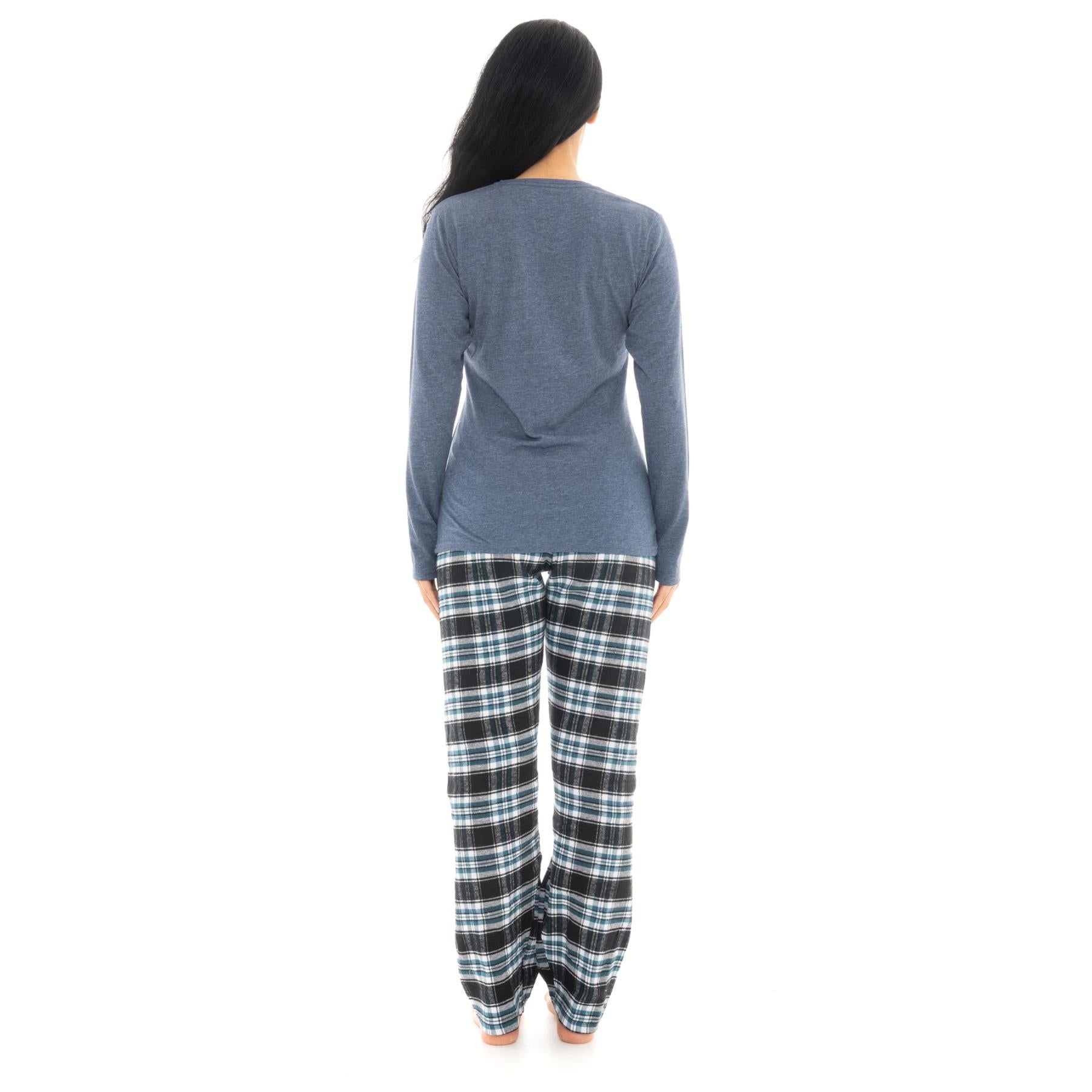 Bright Navy & Pink Flannel Check Pyjama Set