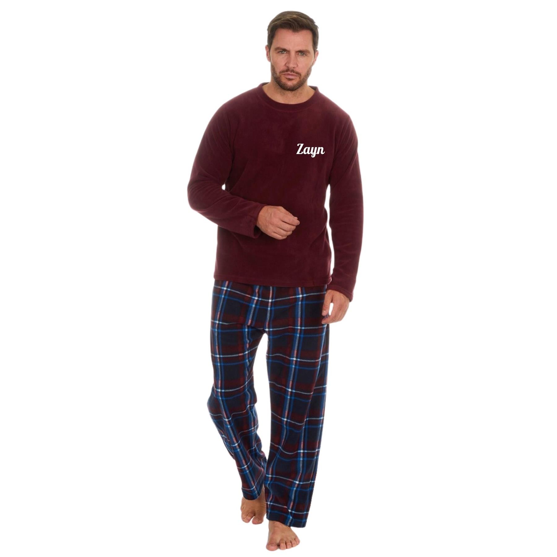 Navy/Red Check Fleece Pyjamas