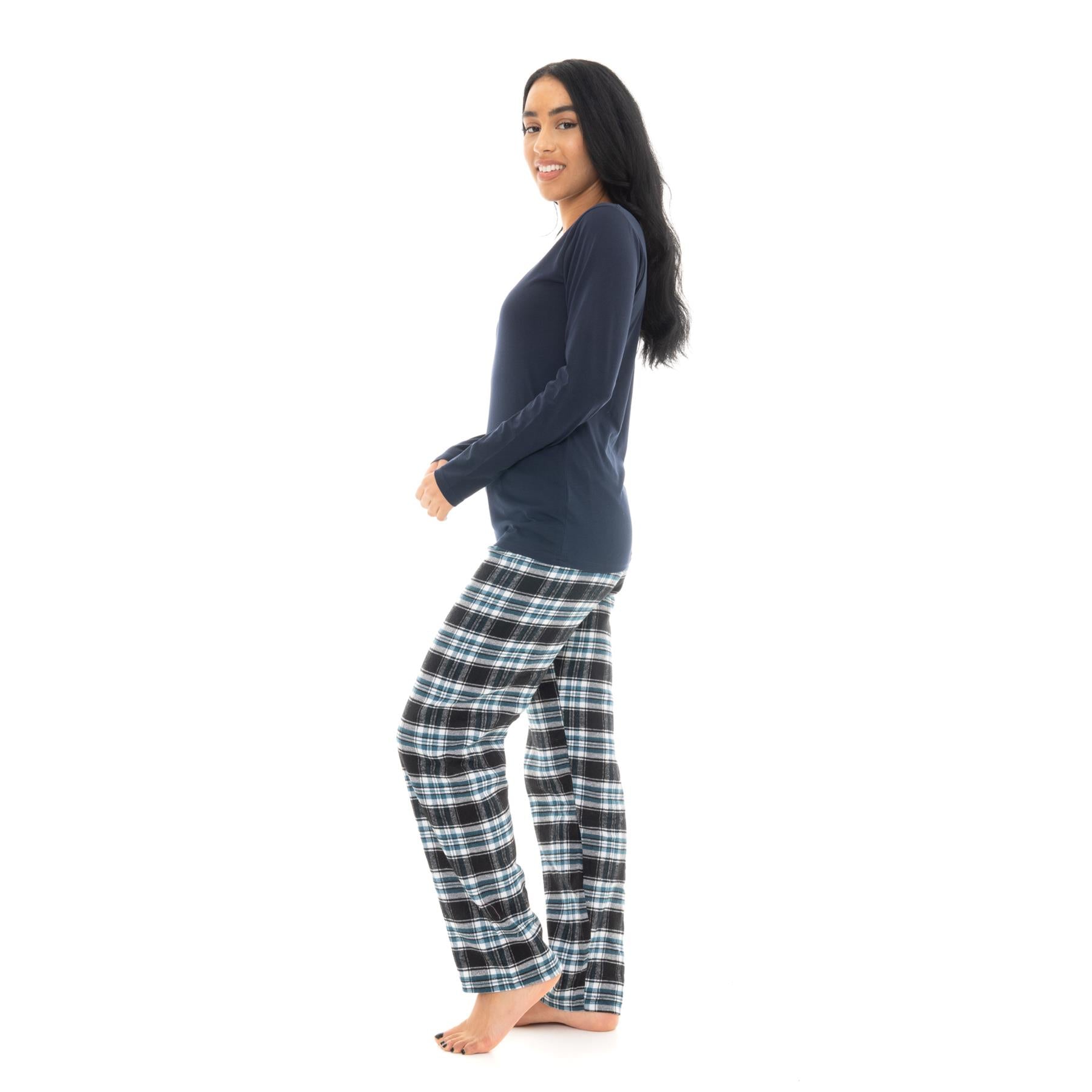 Bright Navy & Pink Flannel Check Pyjama Set