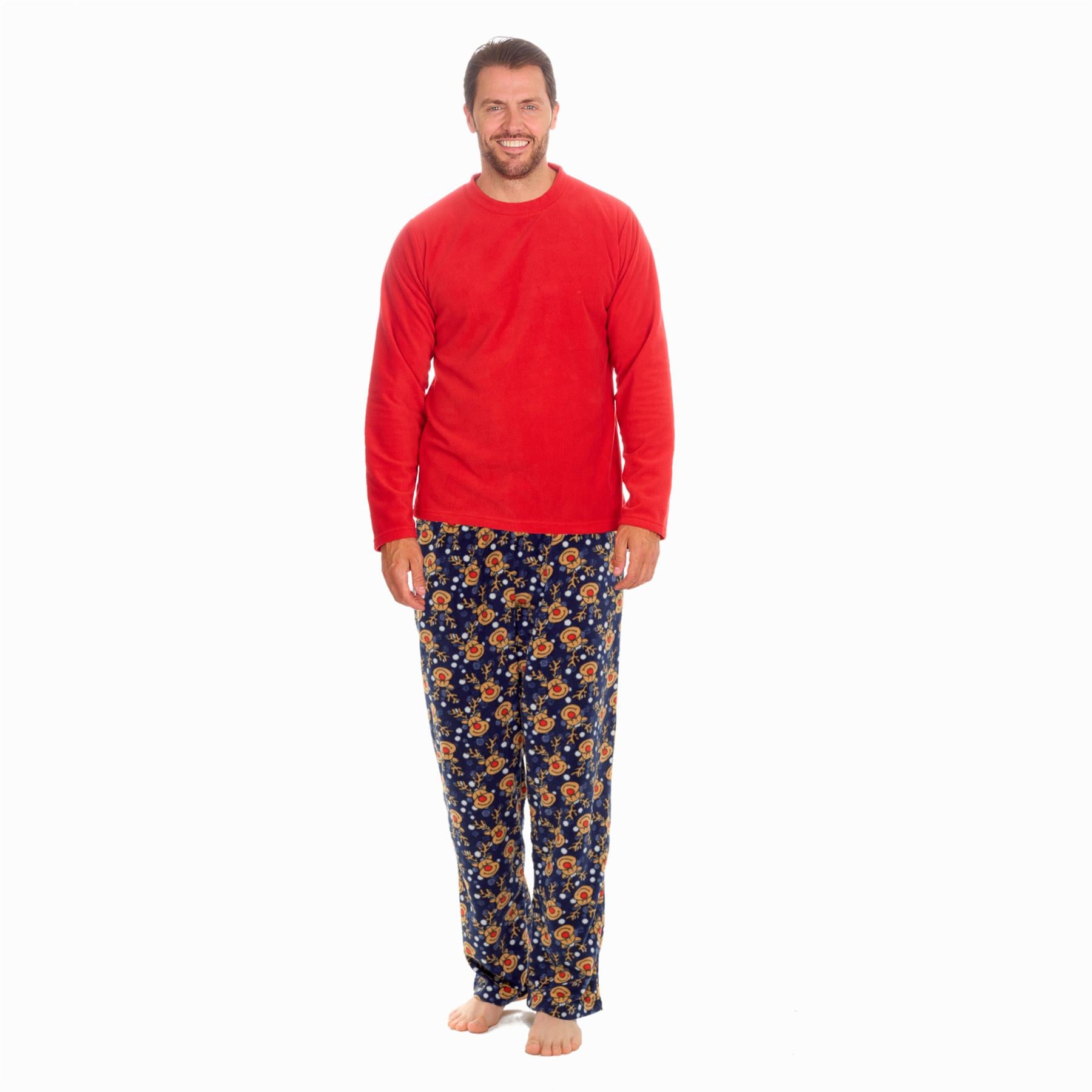Navy - Red Mens Christmas Pyjamas Set