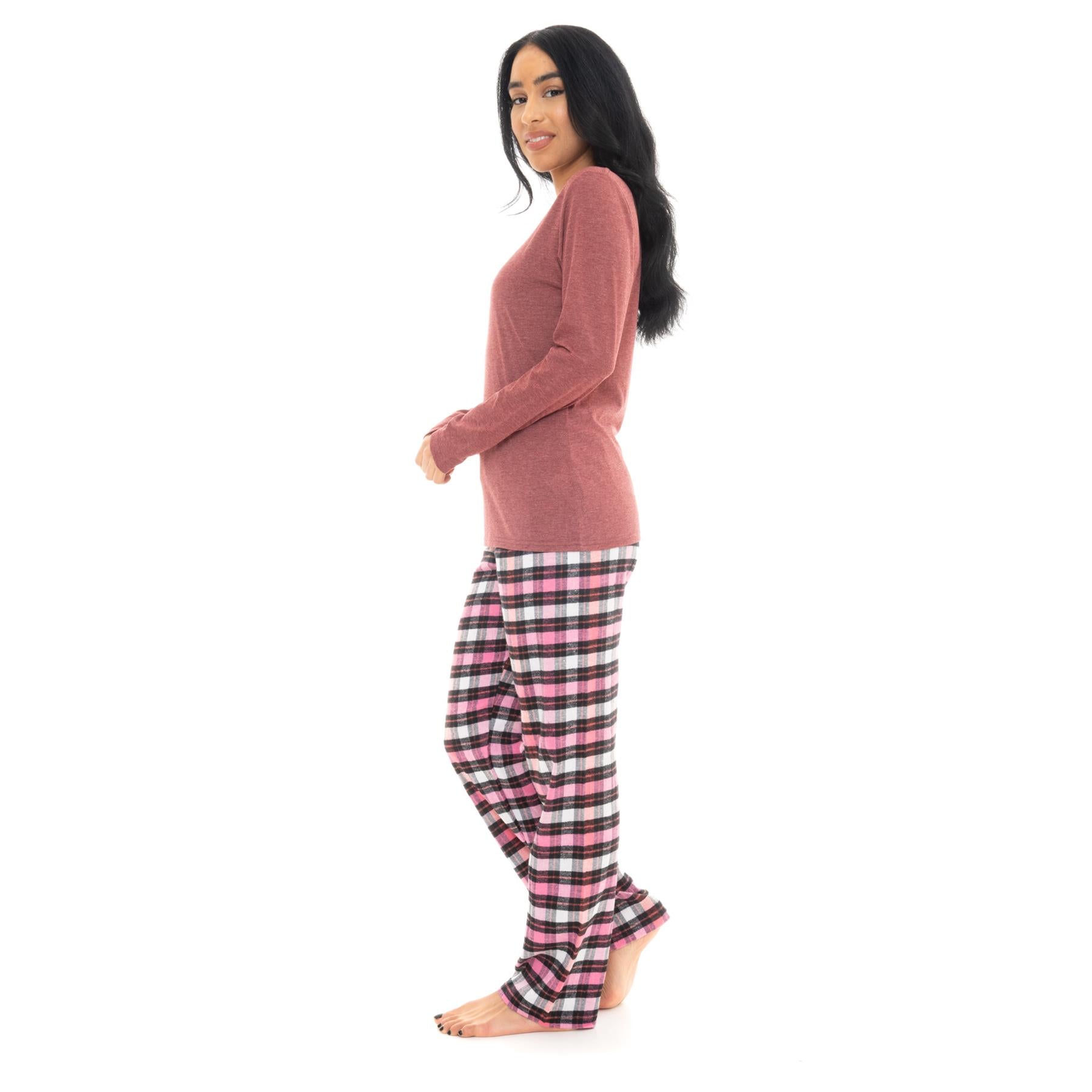 Maroon & Hot Pink Flannel Check Pyjama Set