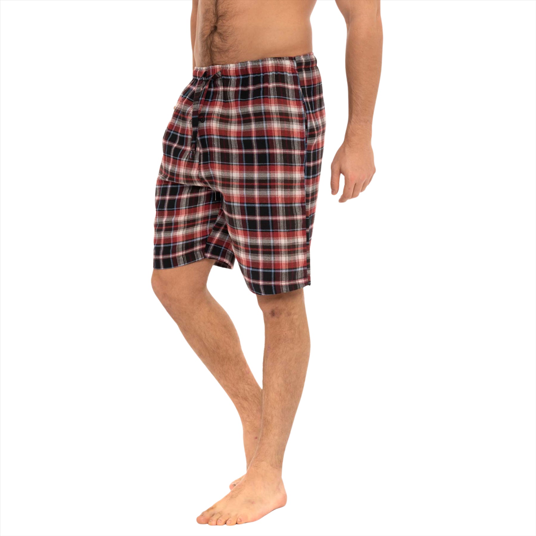 Red-Black Checked Woven Shorts
