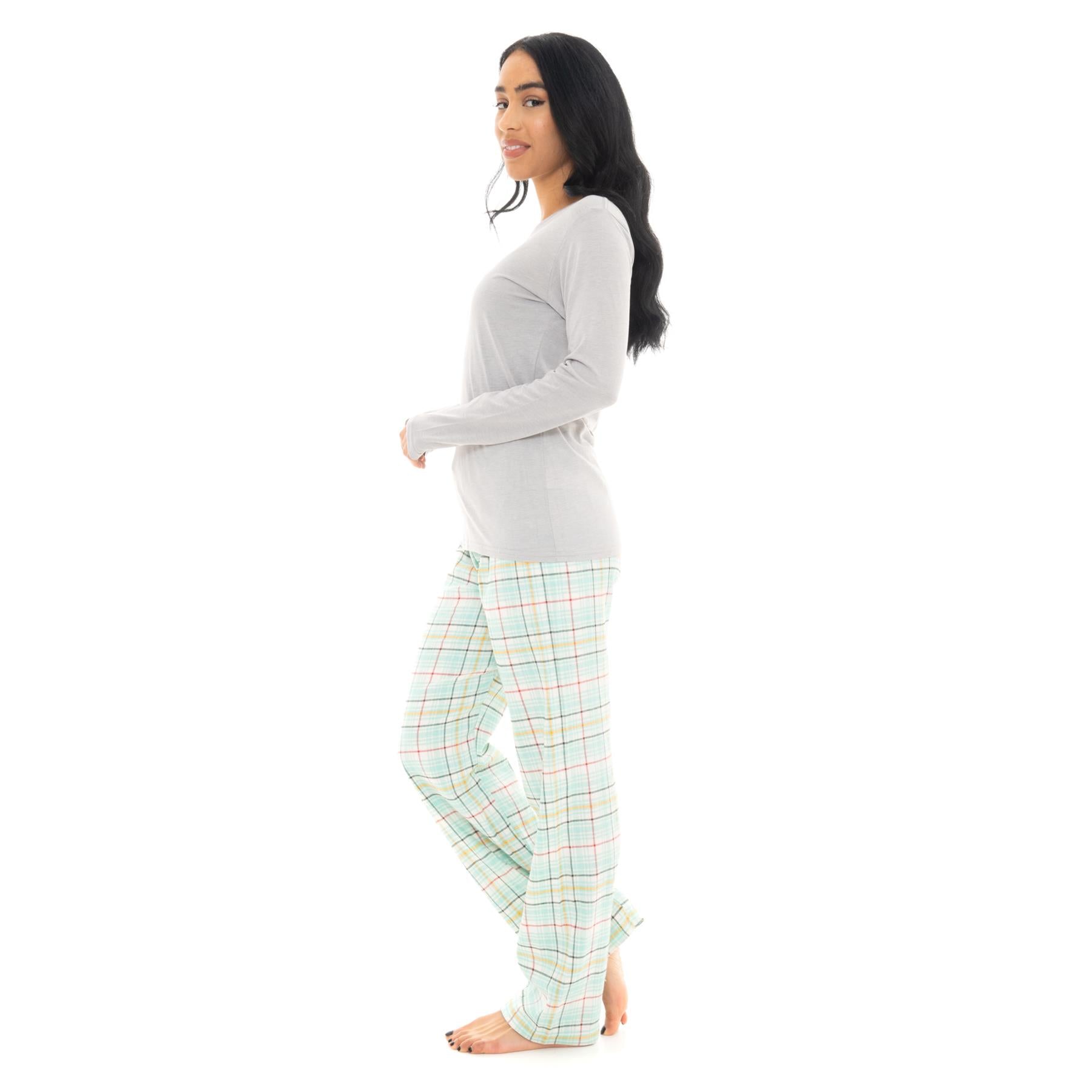 Silver & Mint Flannel Check Pyjama Set