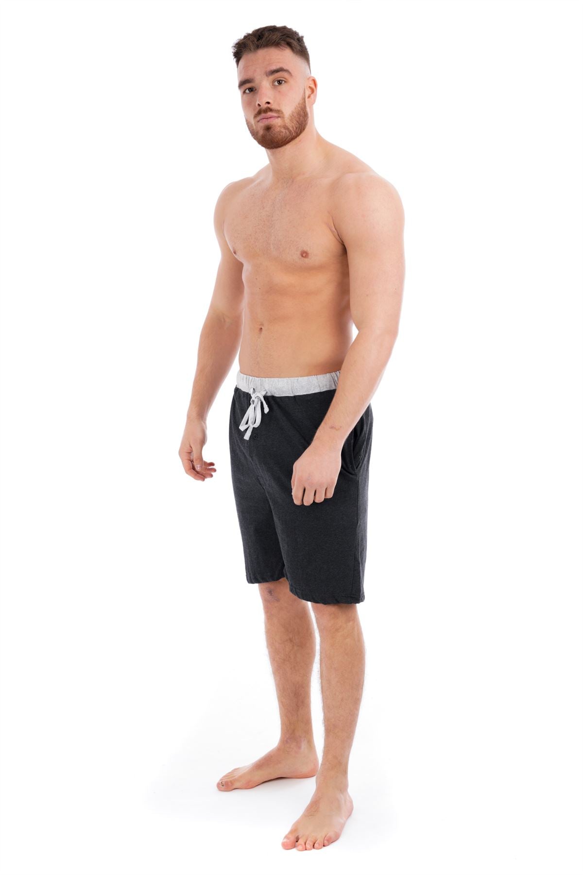 Black/Grey Cotton Lounge Shorts